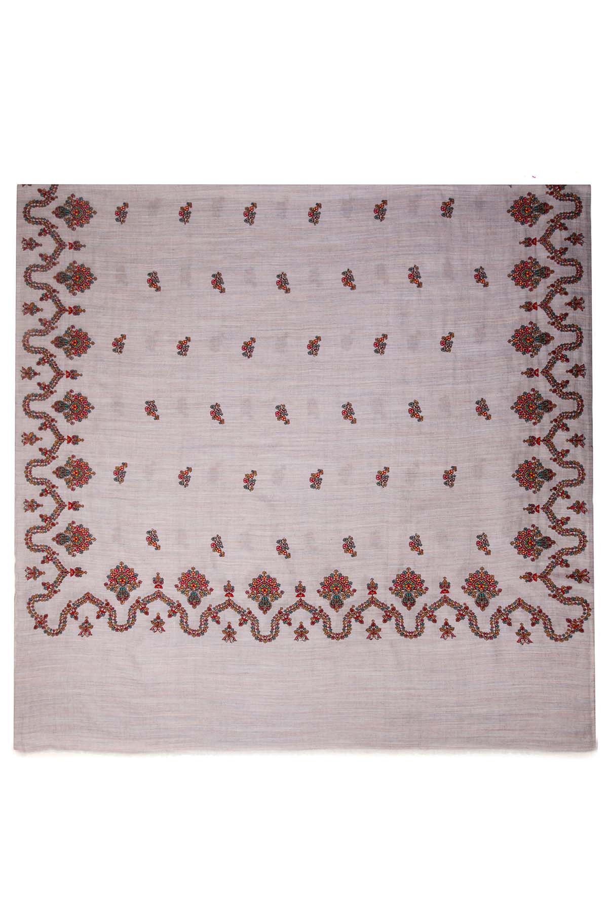 Cashmere Embroidery Border - Regal Vine | Grey