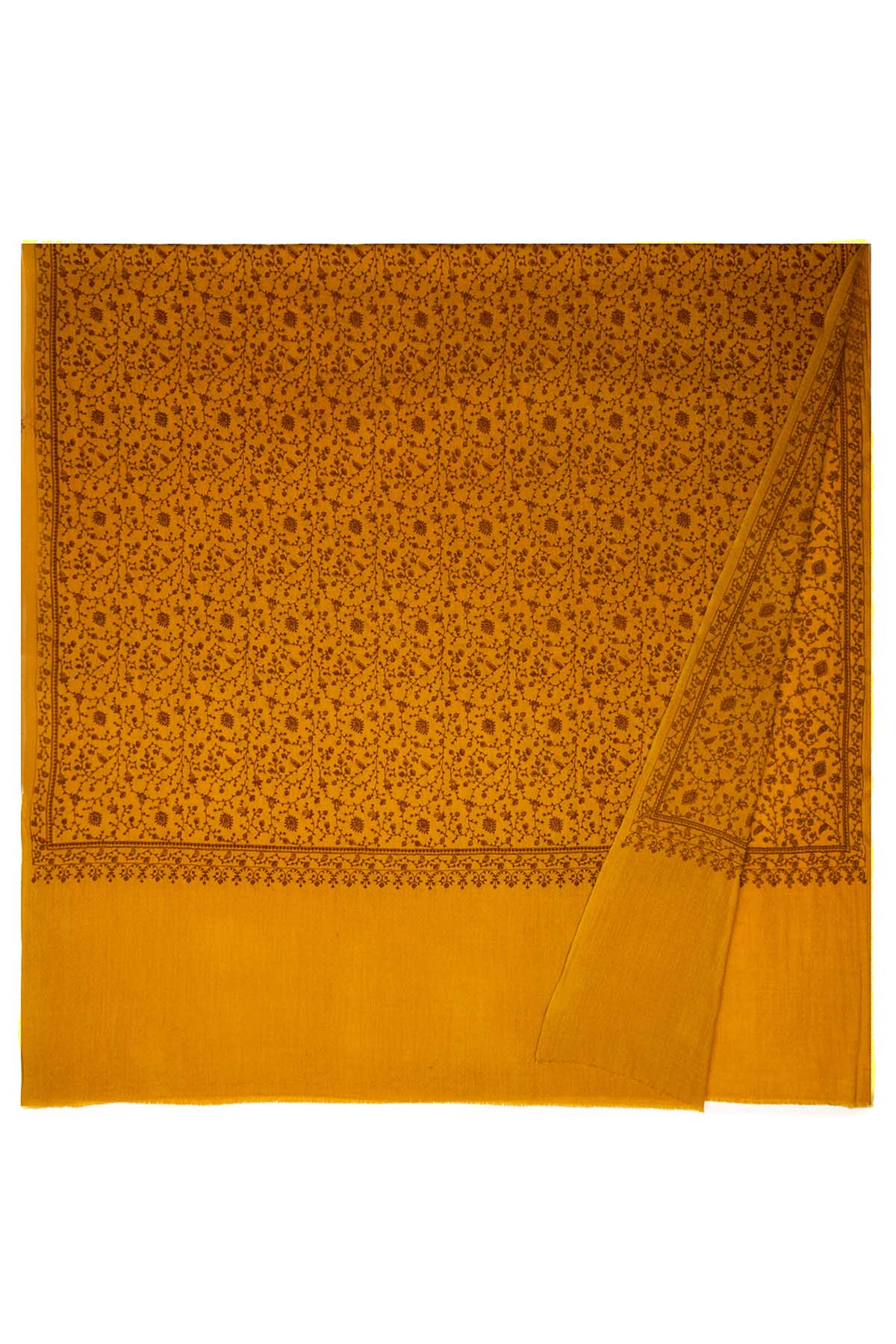 Pashmina Jamawar Embroidery - Vinefield | Dark-Marigold