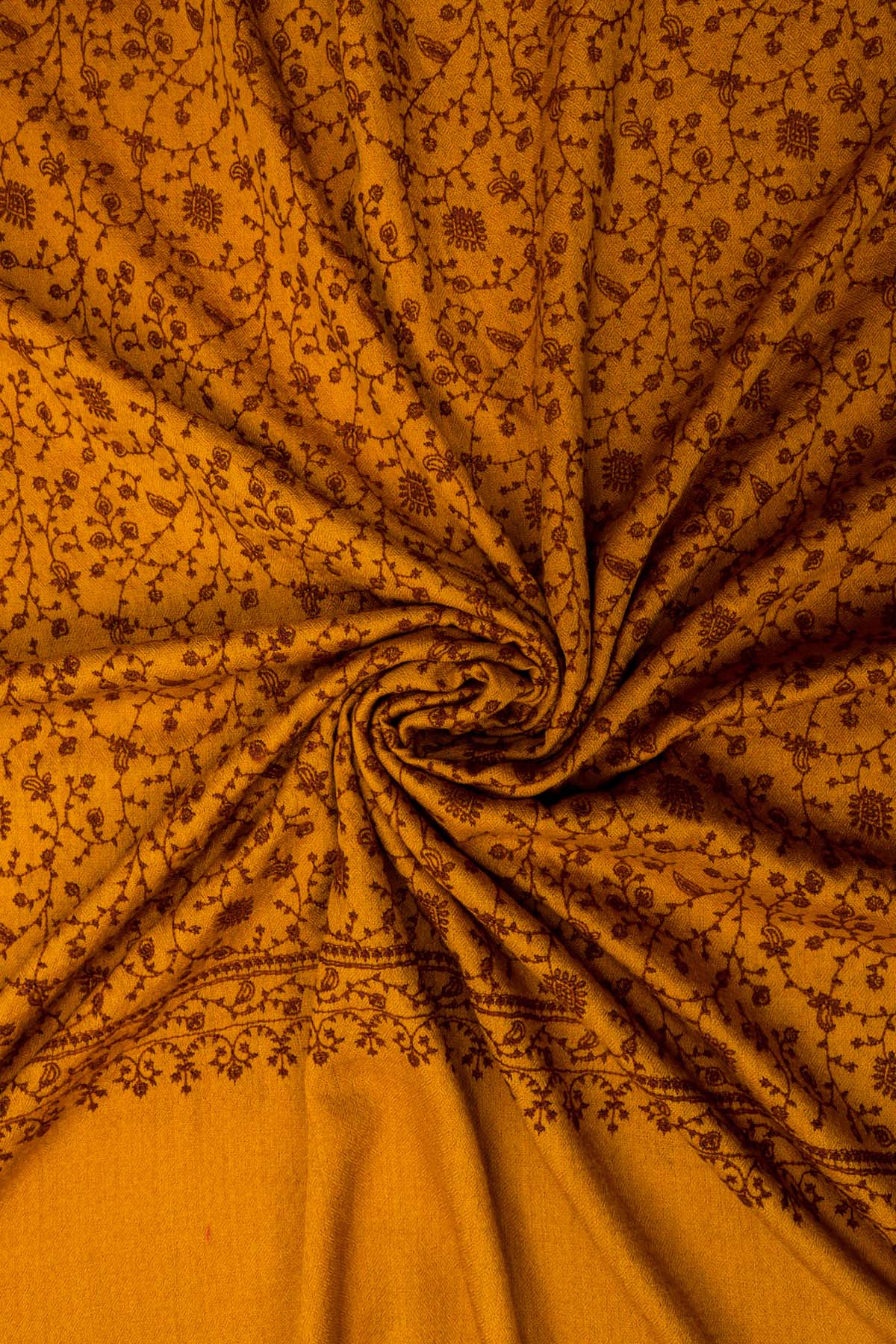 Pashmina Jamawar Embroidery - Vinefield | Dark-Marigold