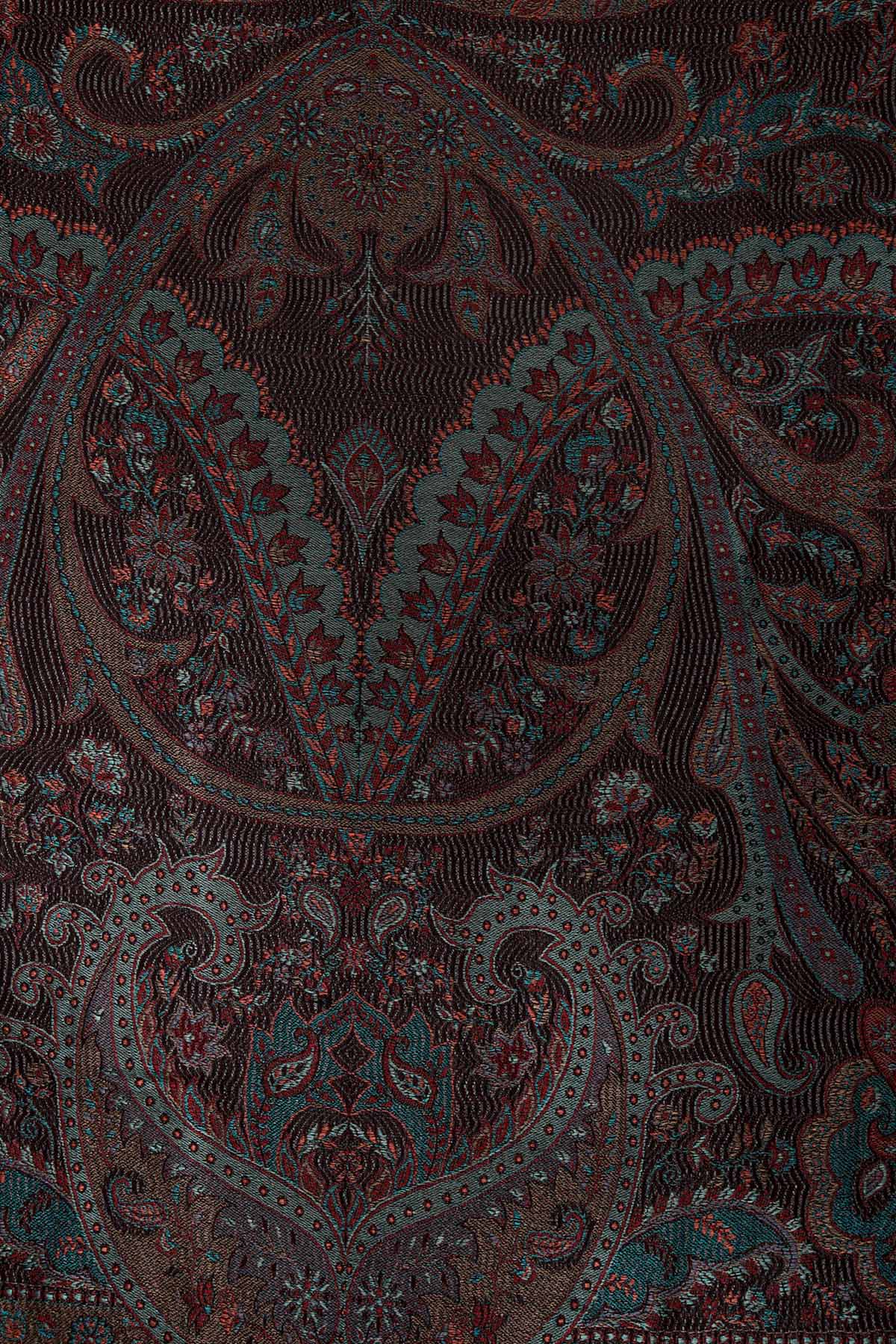 Pure Silk Jamawar Reversible | Dark Chocolate
