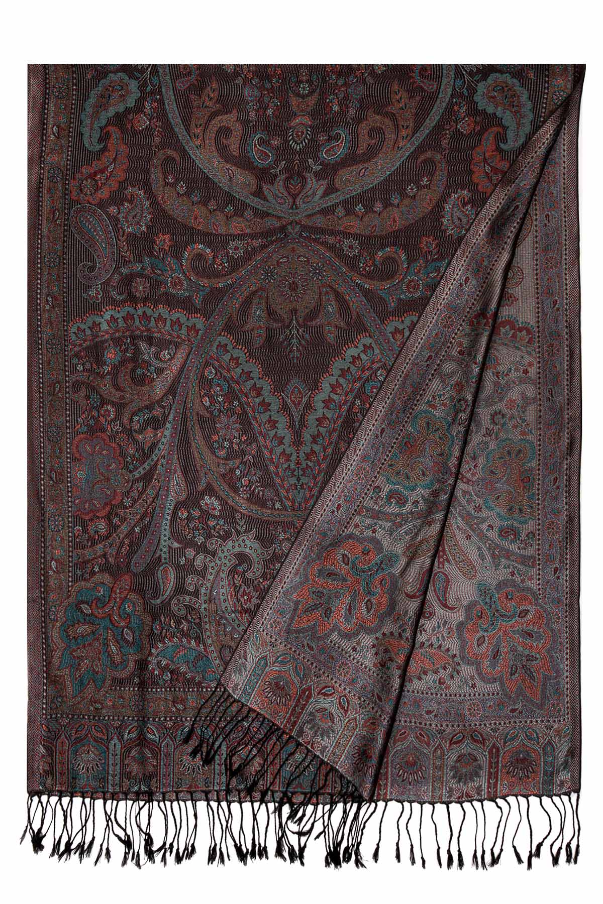 Pure Silk Jamawar Reversible | Dark Chocolate