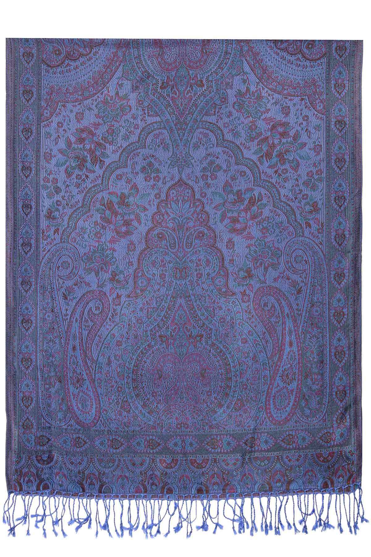 Pure Silk Jamawar Reversible | Periwinkle