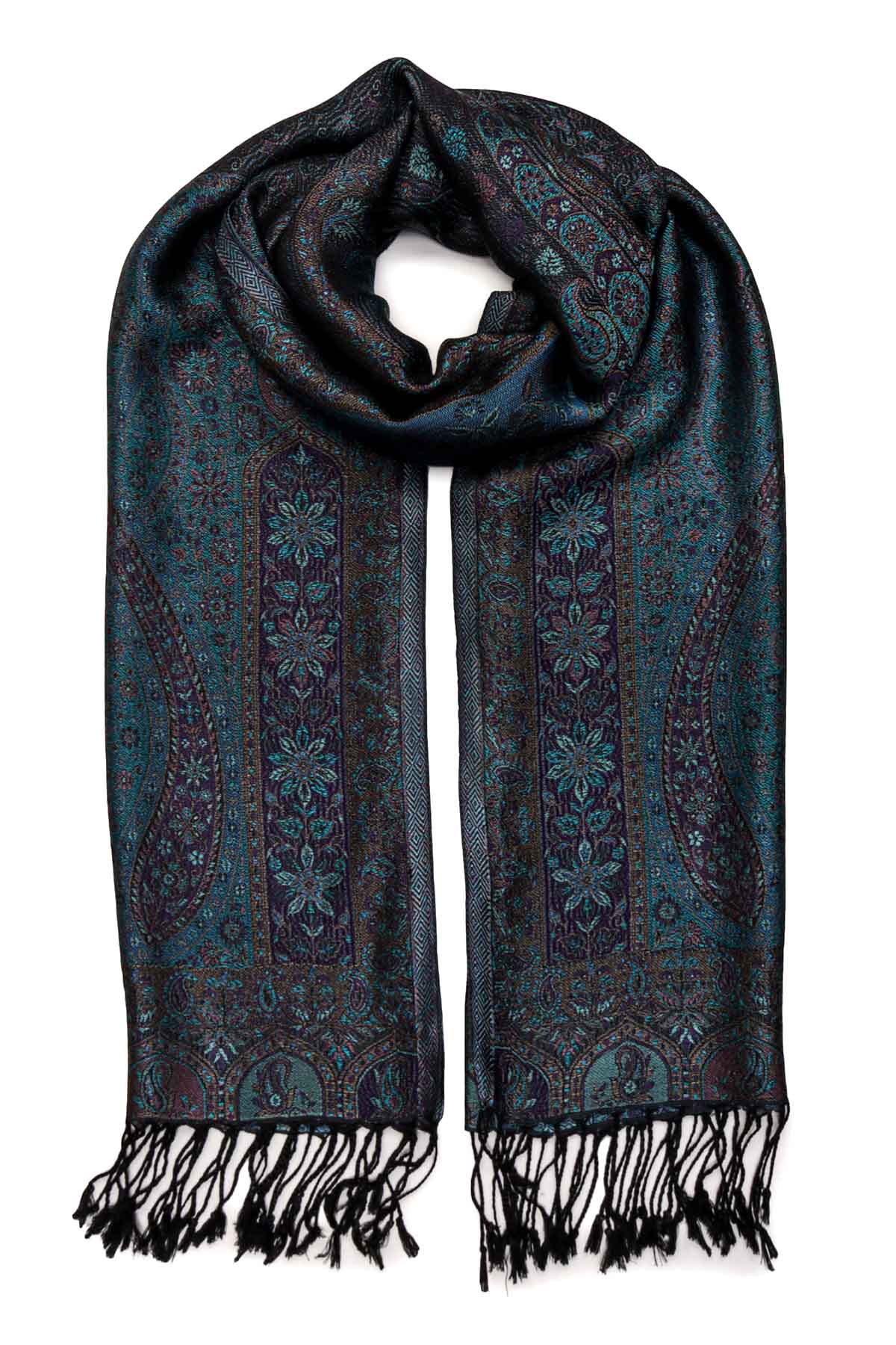 Pure Silk Jamawar Reversible | Teal Navy