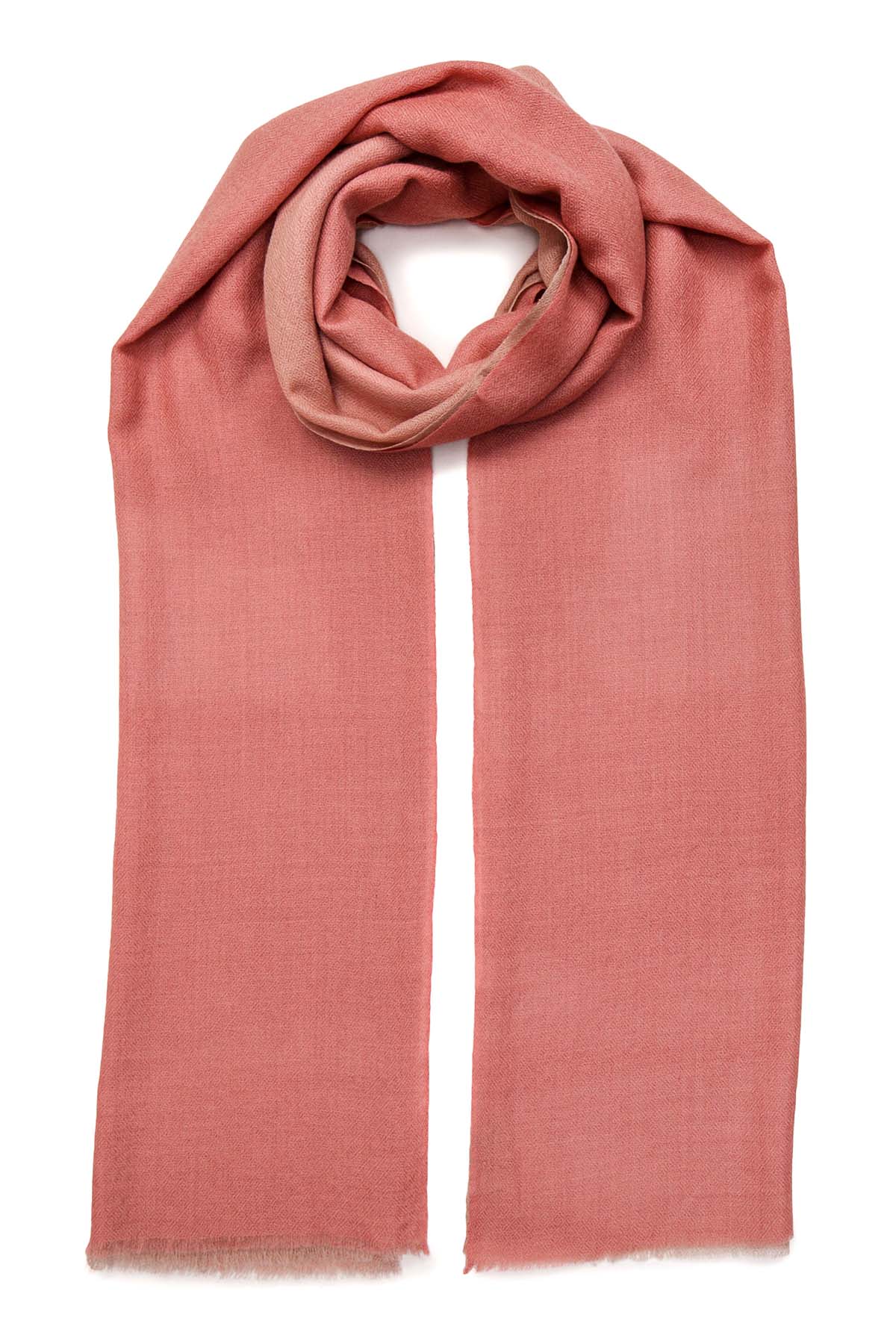 Handwoven Cashmere Ombre | Coral Pink-Blush Beige