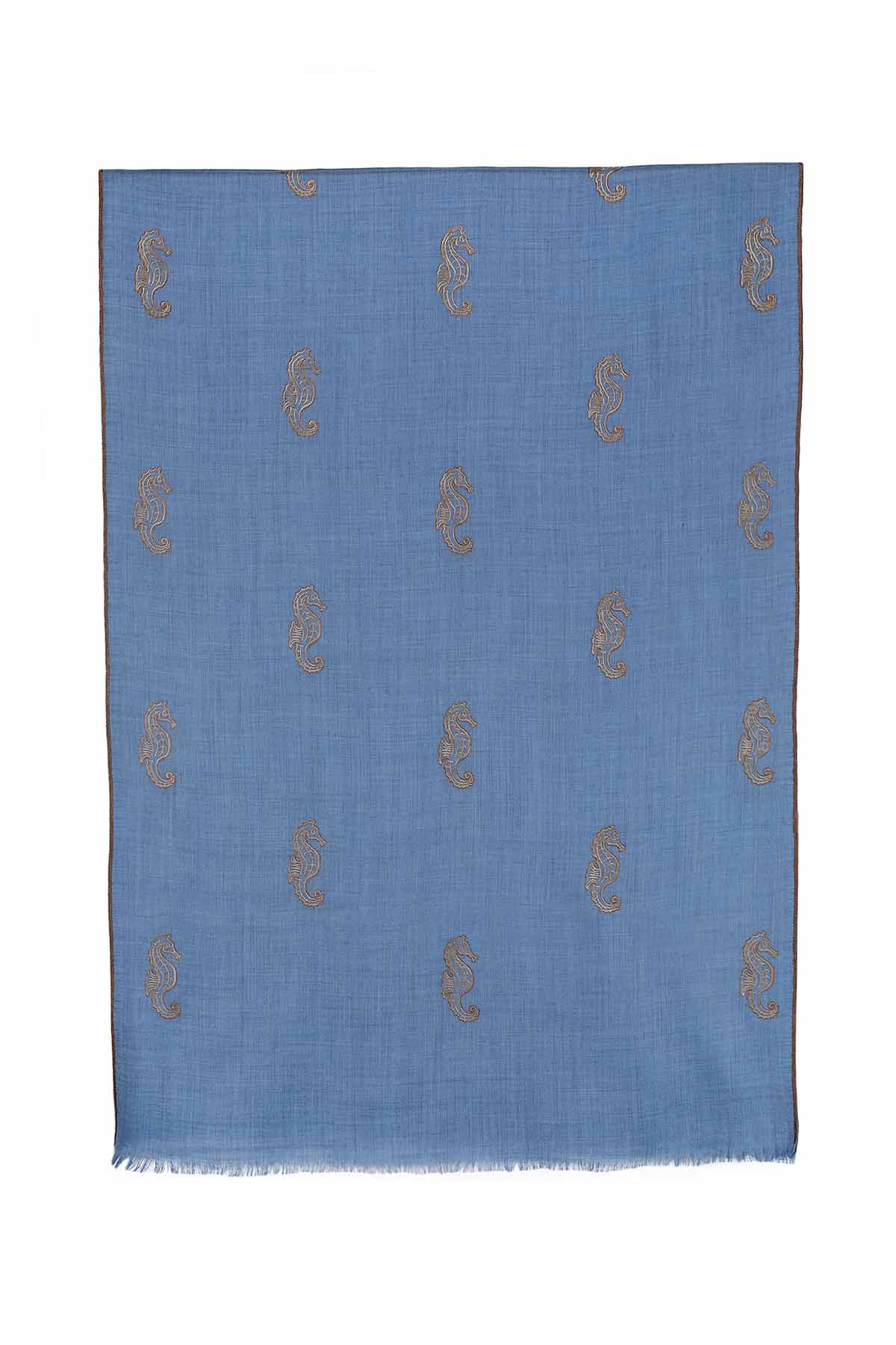 Pashmina Embroidery - Tide | Chambray-Blue