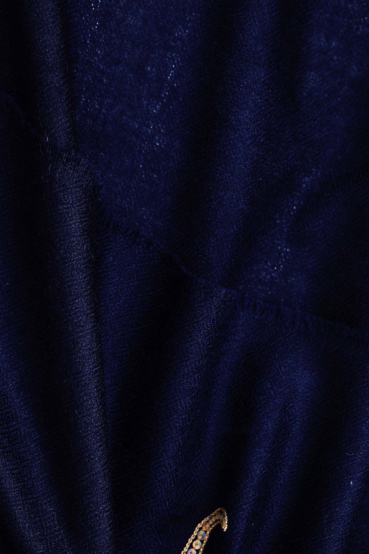 Cashmere Embroidery - Seahorses | Deep-Navy