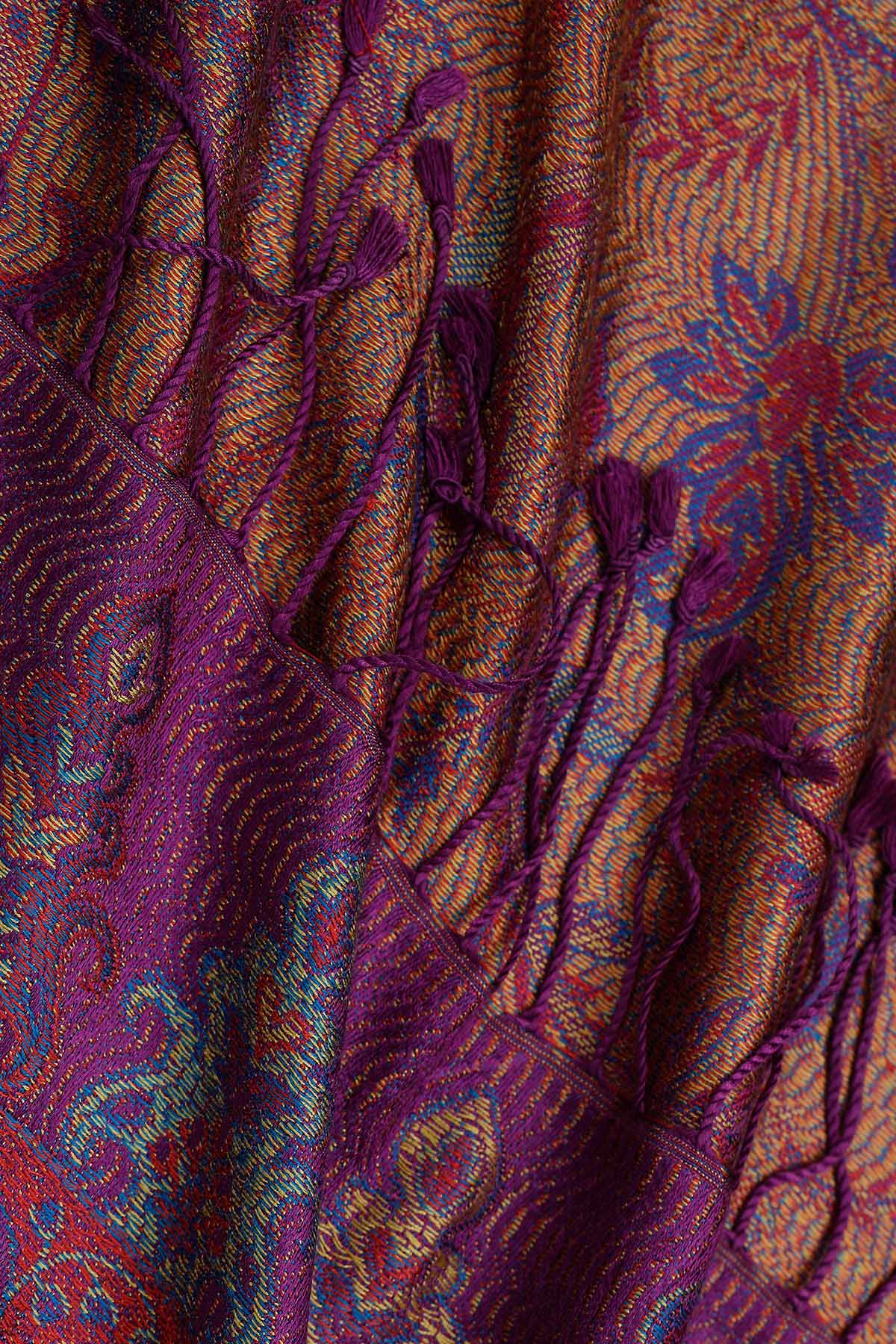 Pure Silk Jamawar Reversible | Purple-Burgundy