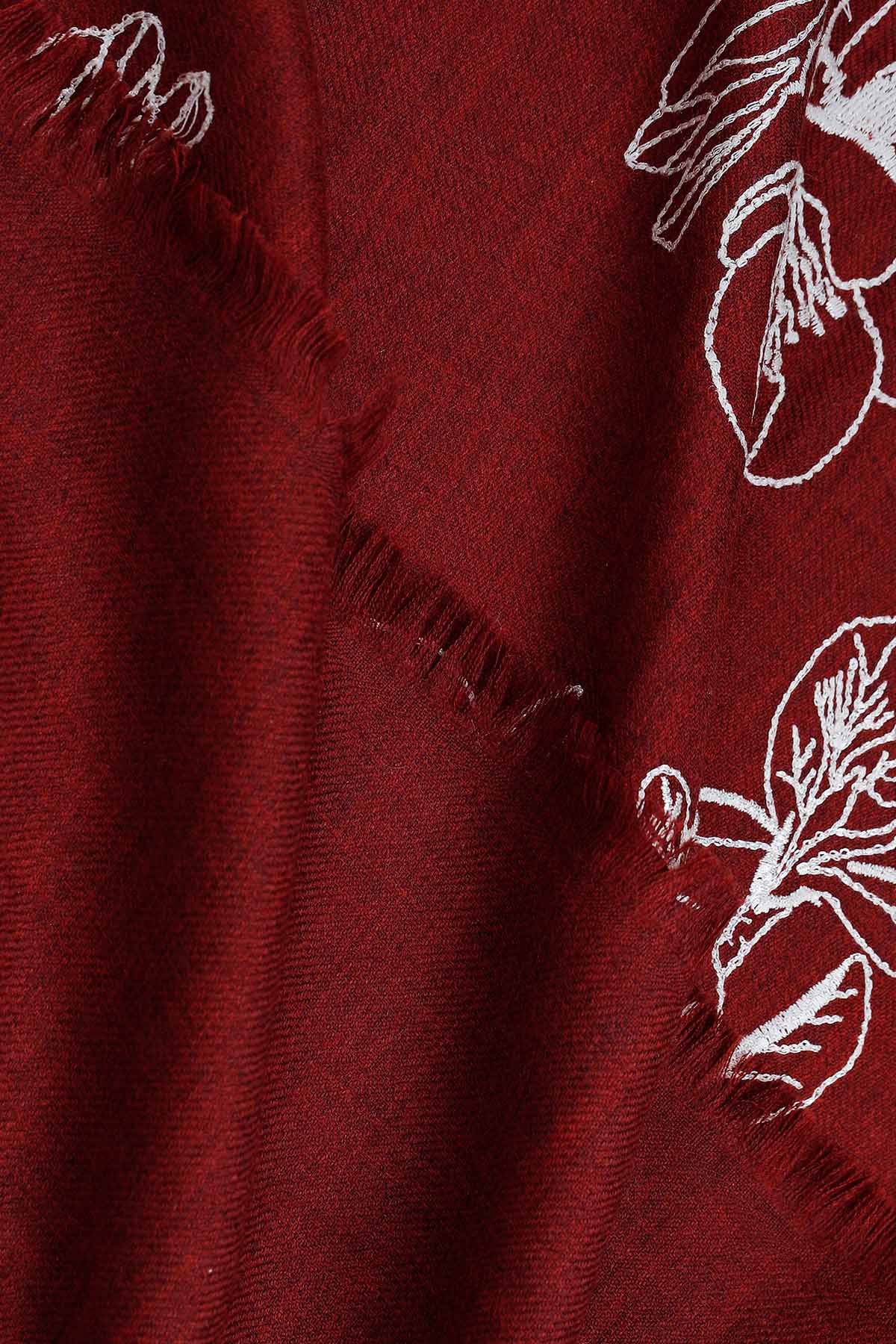 Pashmina Embroidery - Canopy | Deep-Garnet