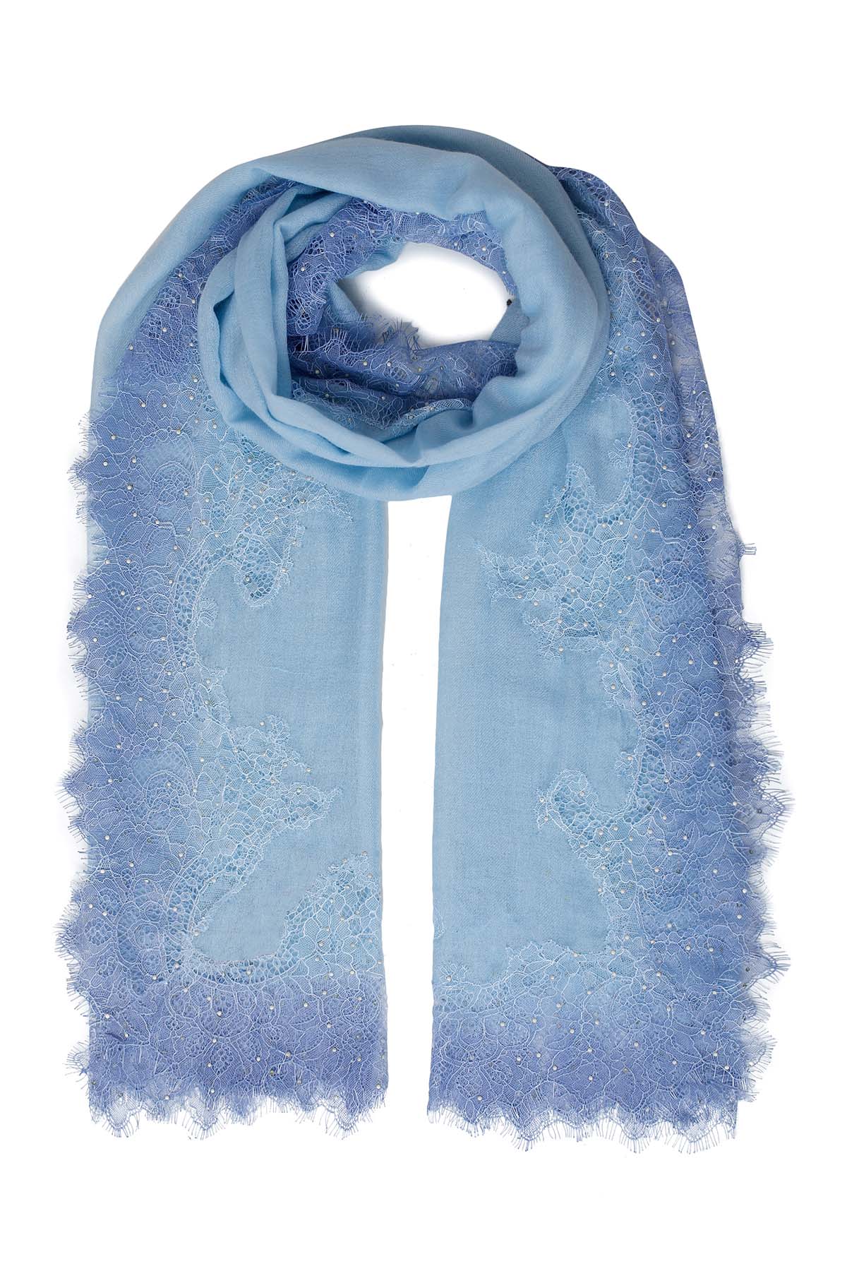 Cashmere Chantilly Lace Embrace | Muted-Cornflower