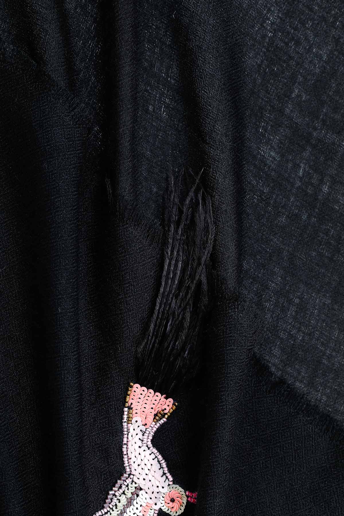 Cashmere Embroidery - Birds of Paradise | Black