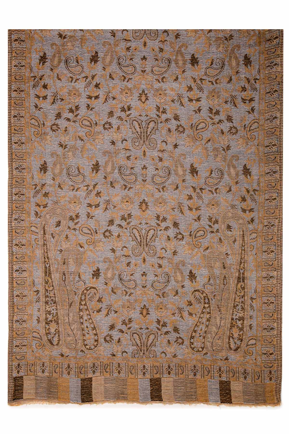 Pashmina Jamawar – Paisley Garden | Gold-Amber