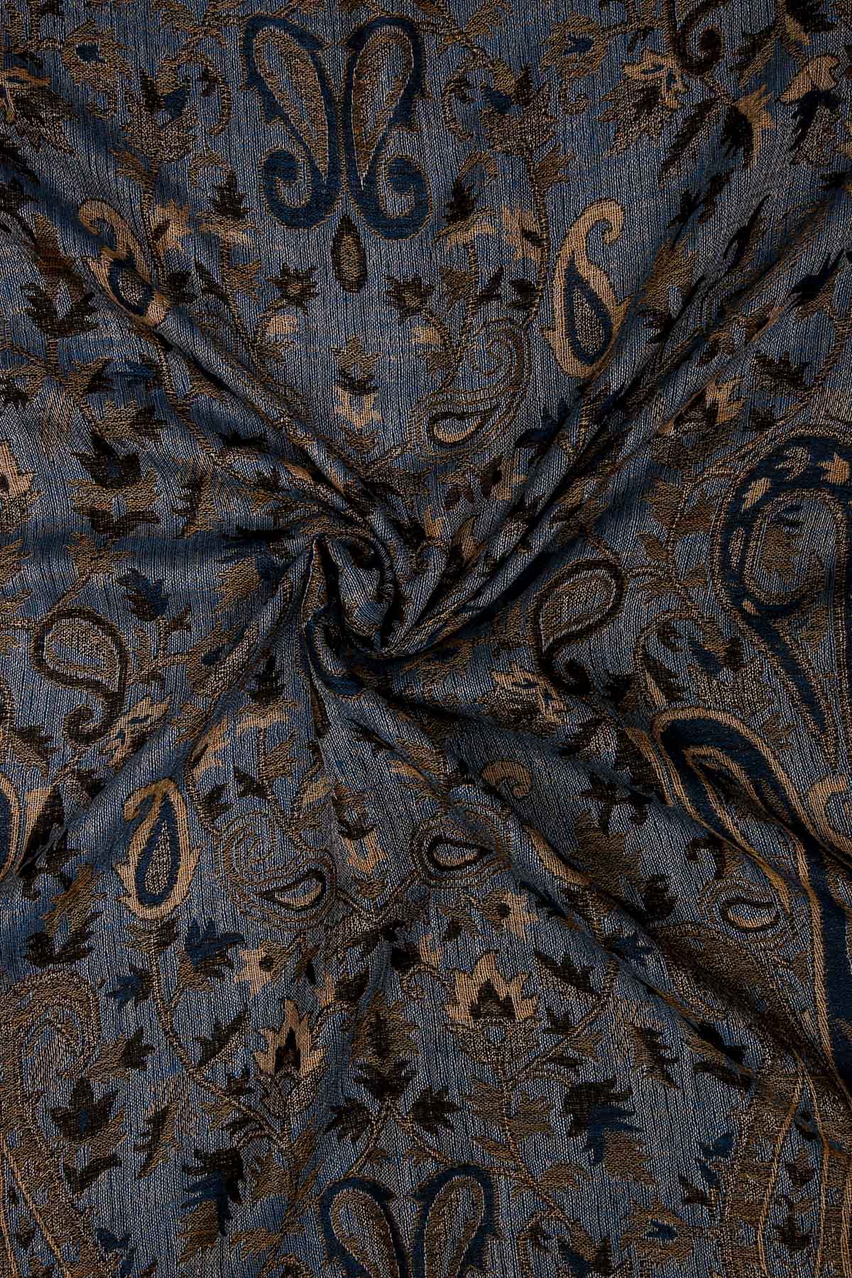 Pashmina Jamawar – Paisley Garden | Navy