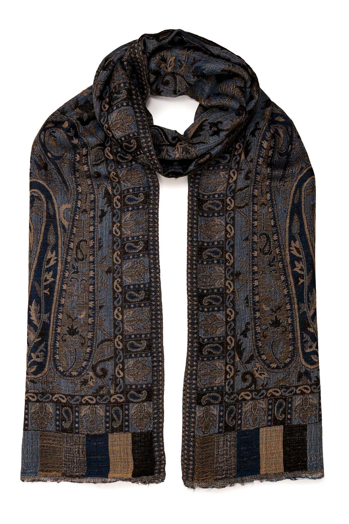 Pashmina Jamawar – Paisley Garden | Navy