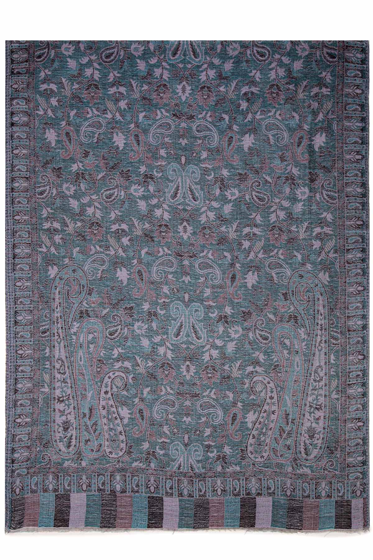 Pashmina Jamawar – Paisley Garden | Teal-Dust