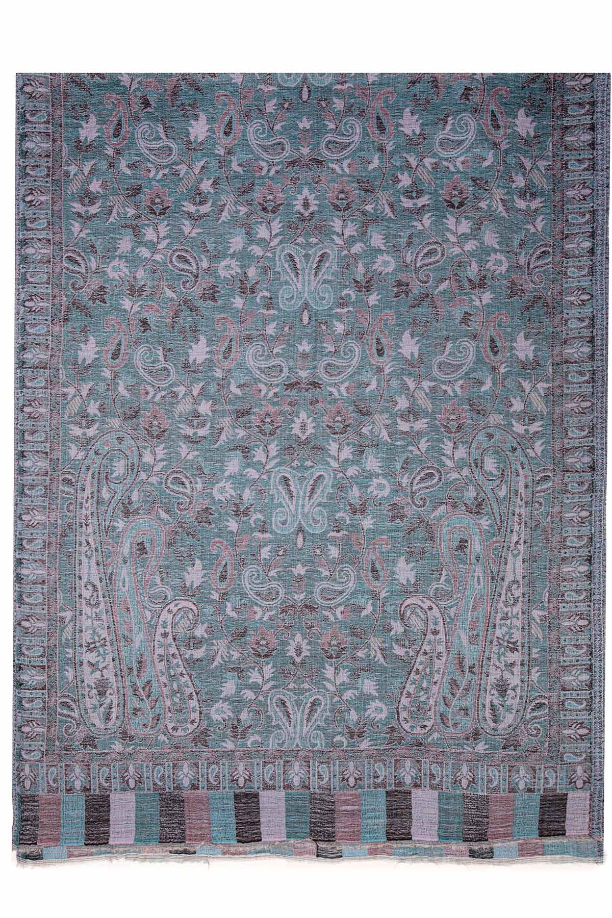 Pashmina Jamawar – Paisley Garden | Blue-Green