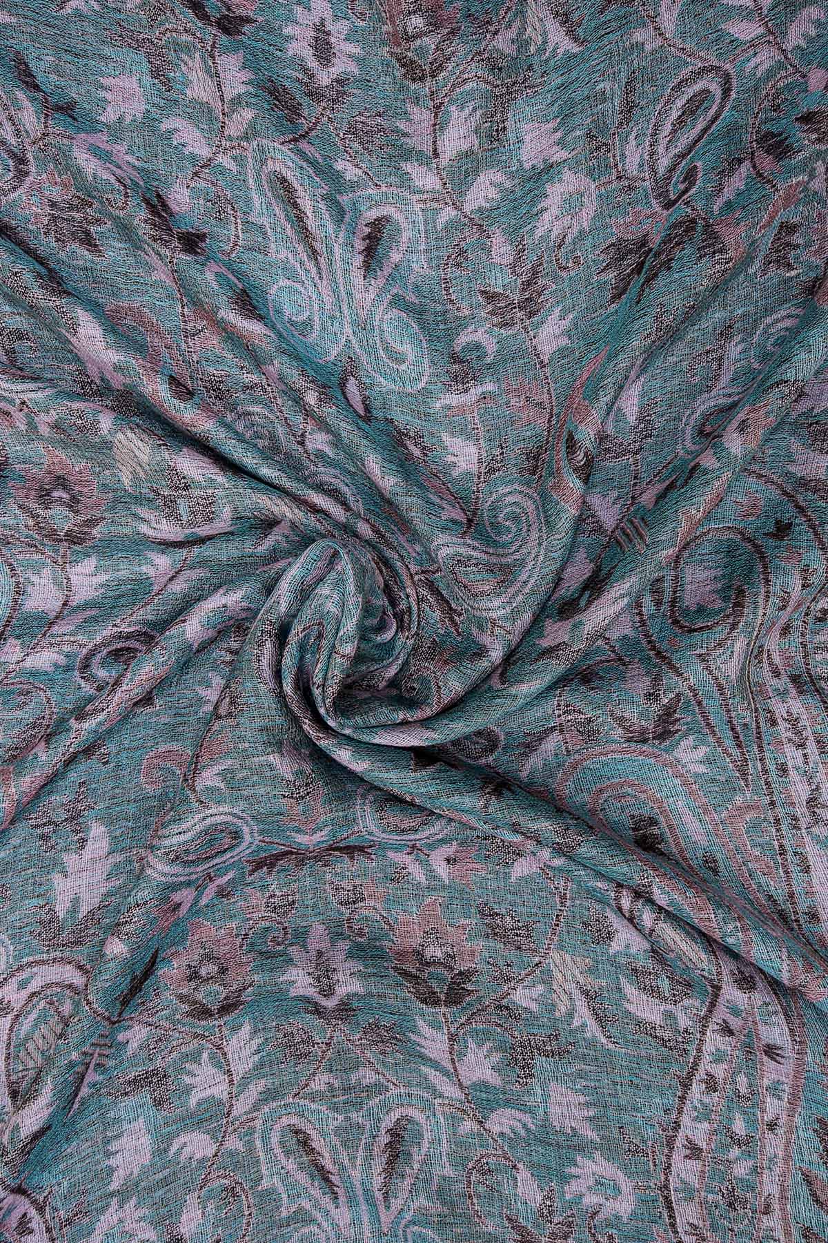 Pashmina Jamawar – Paisley Garden | Blue-Green