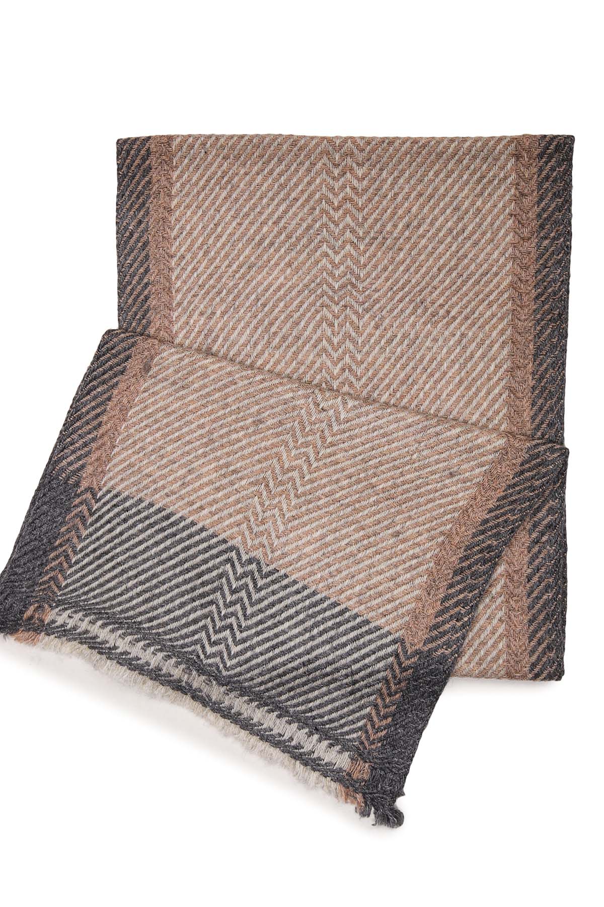 Pashmina Muffler Bordered Herringbone | Camel