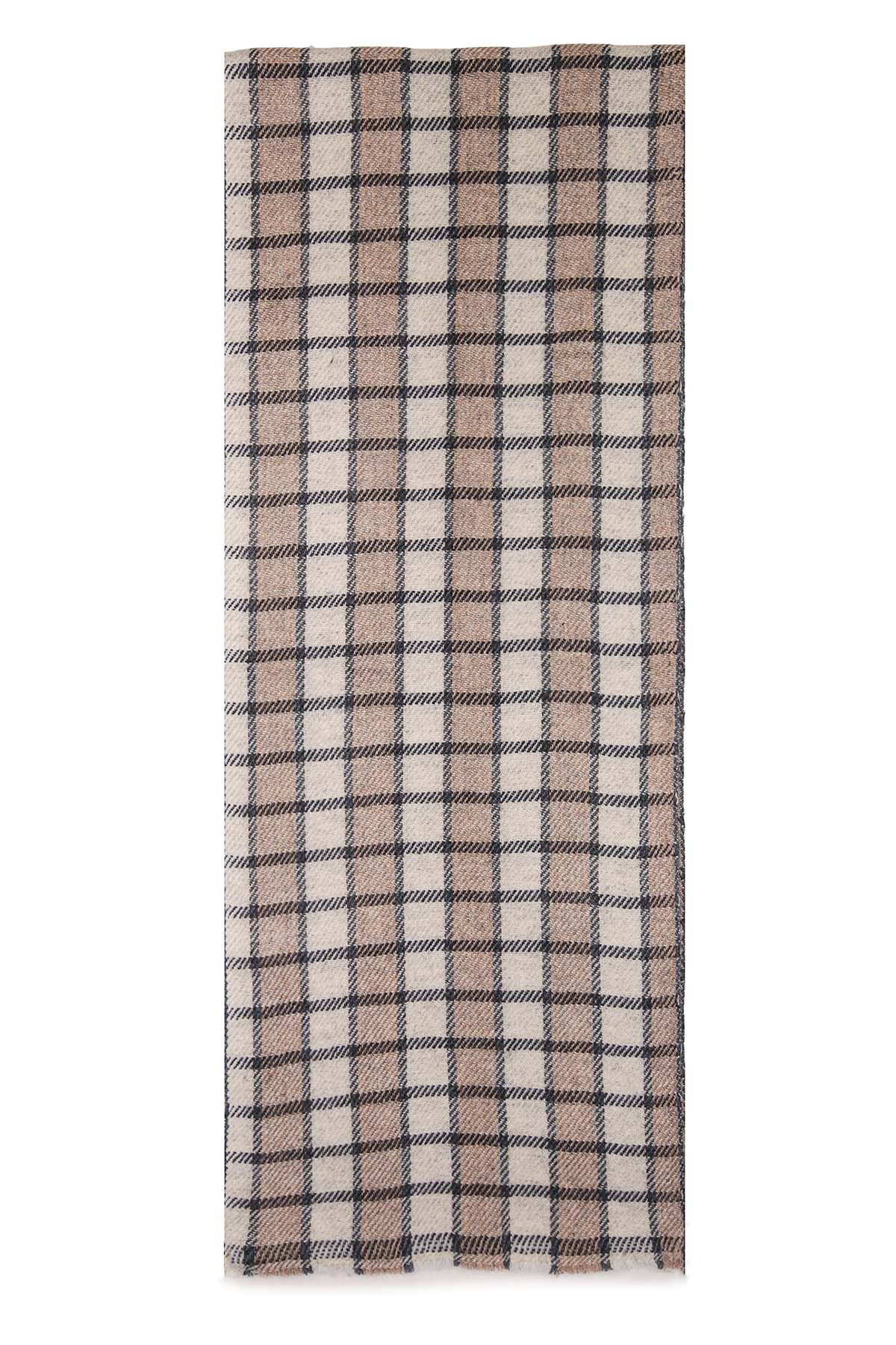Pashmina Muffler Dual Checks | Sandy-Beige