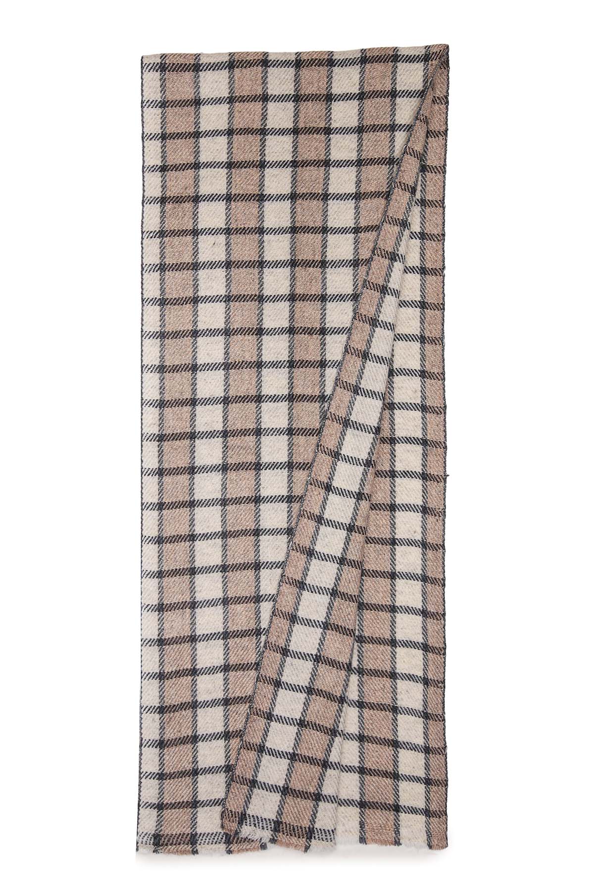 Pashmina Muffler Dual Checks | Sandy-Beige