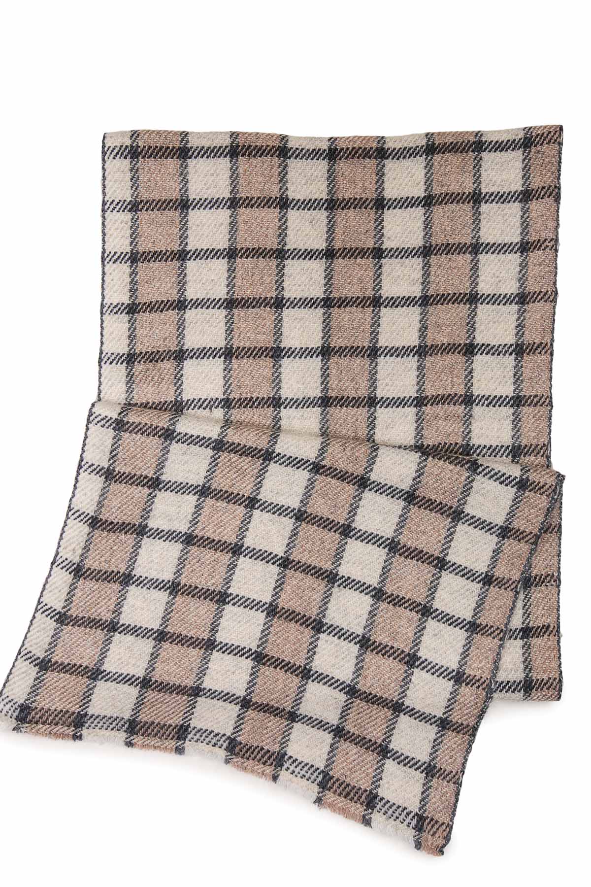 Pashmina Muffler Dual Checks | Sandy-Beige