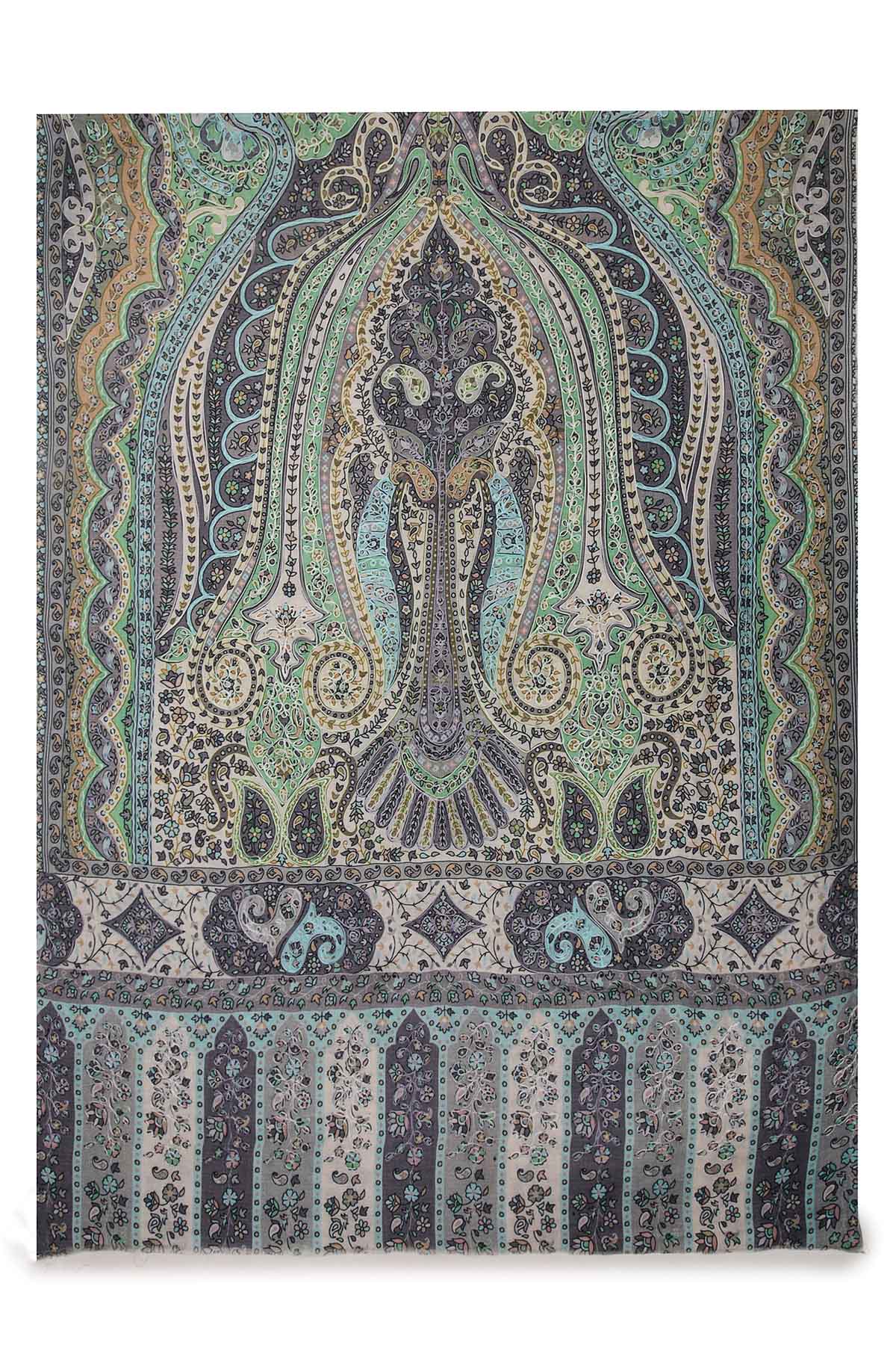 Cashmere Imperial Paisley Stole | Sage