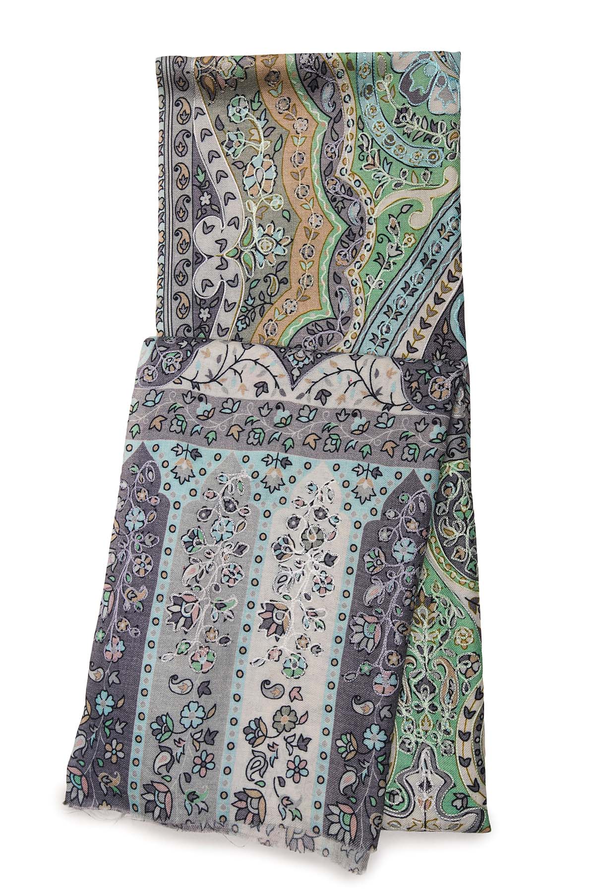 Cashmere Imperial Paisley Stole | Sage
