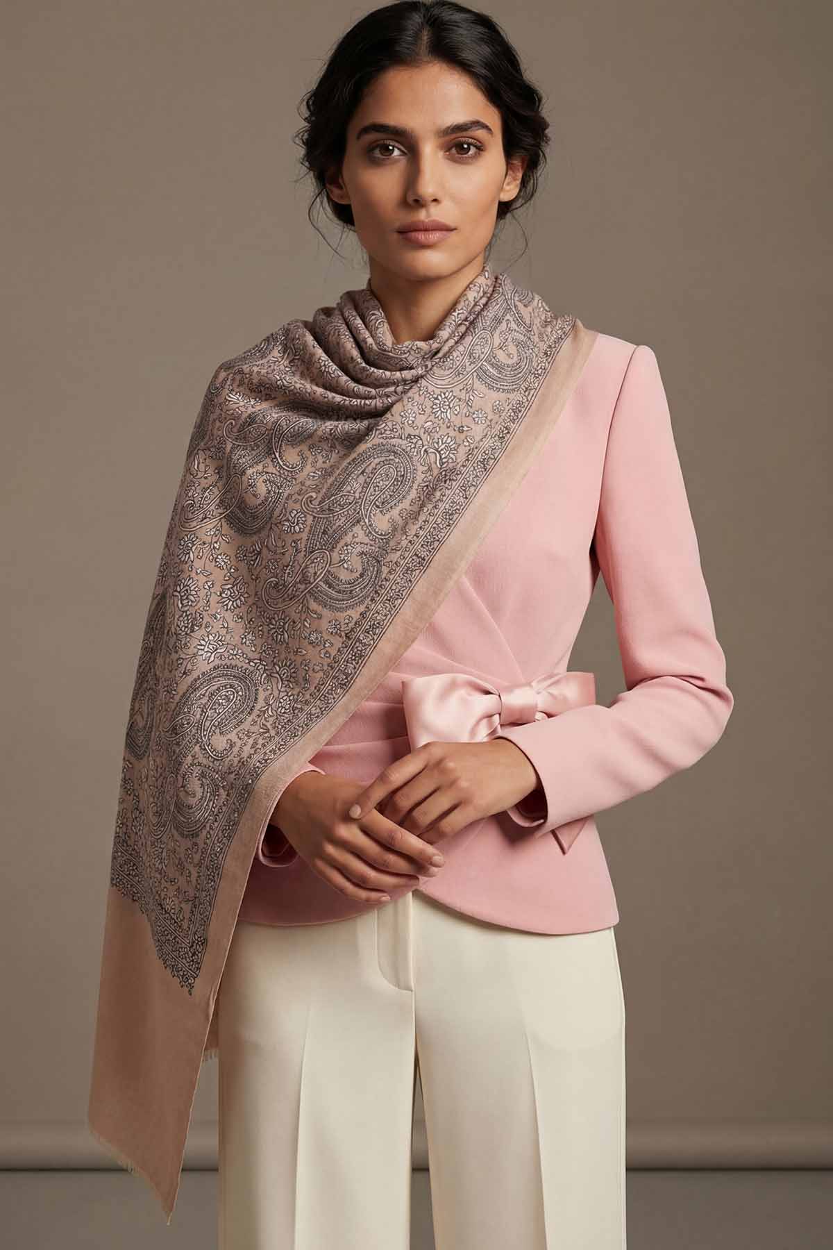 Pashmina Tapestry Paisley Trio | Nude beige