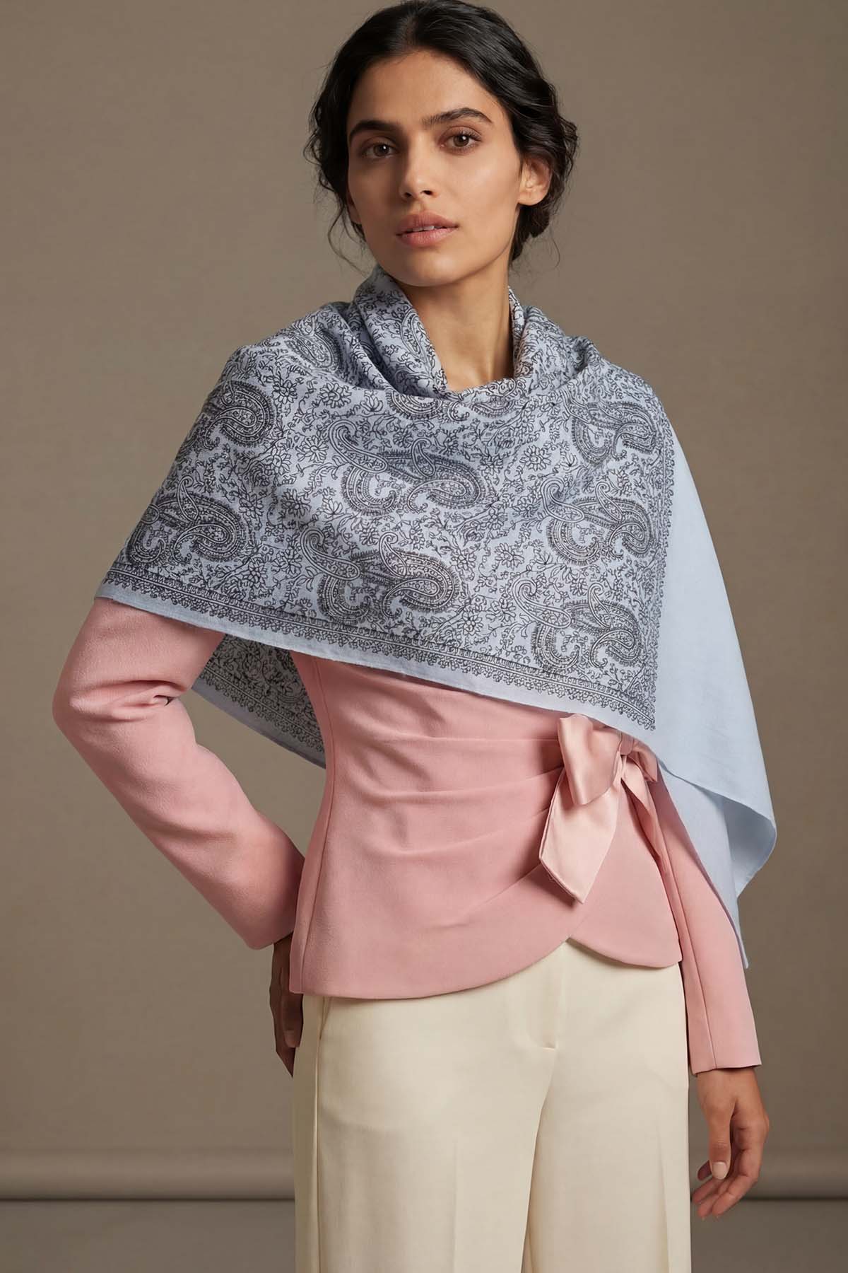 Pashmina Tapestry Paisley Trio | Powder Blue
