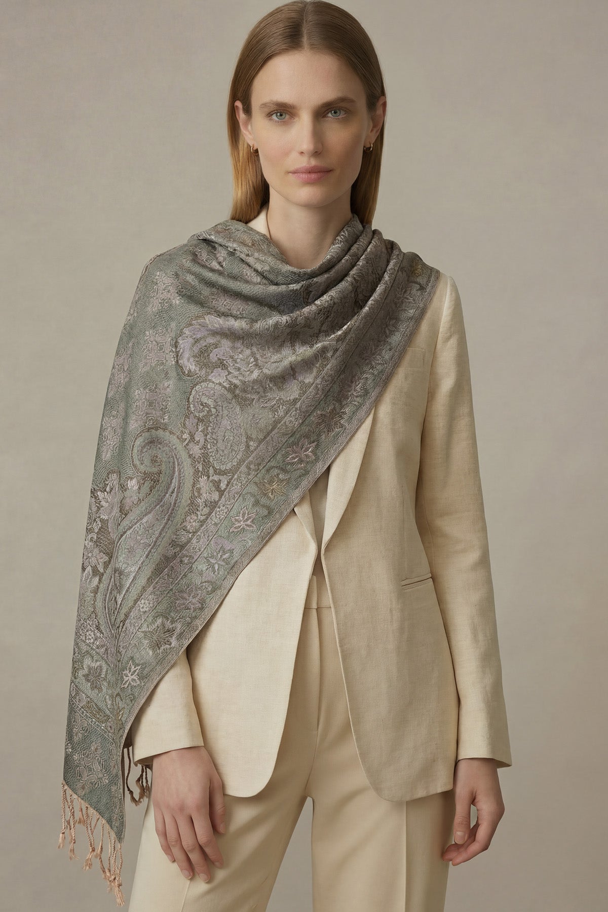 Pure Silk Jamawar Reversible | Sage