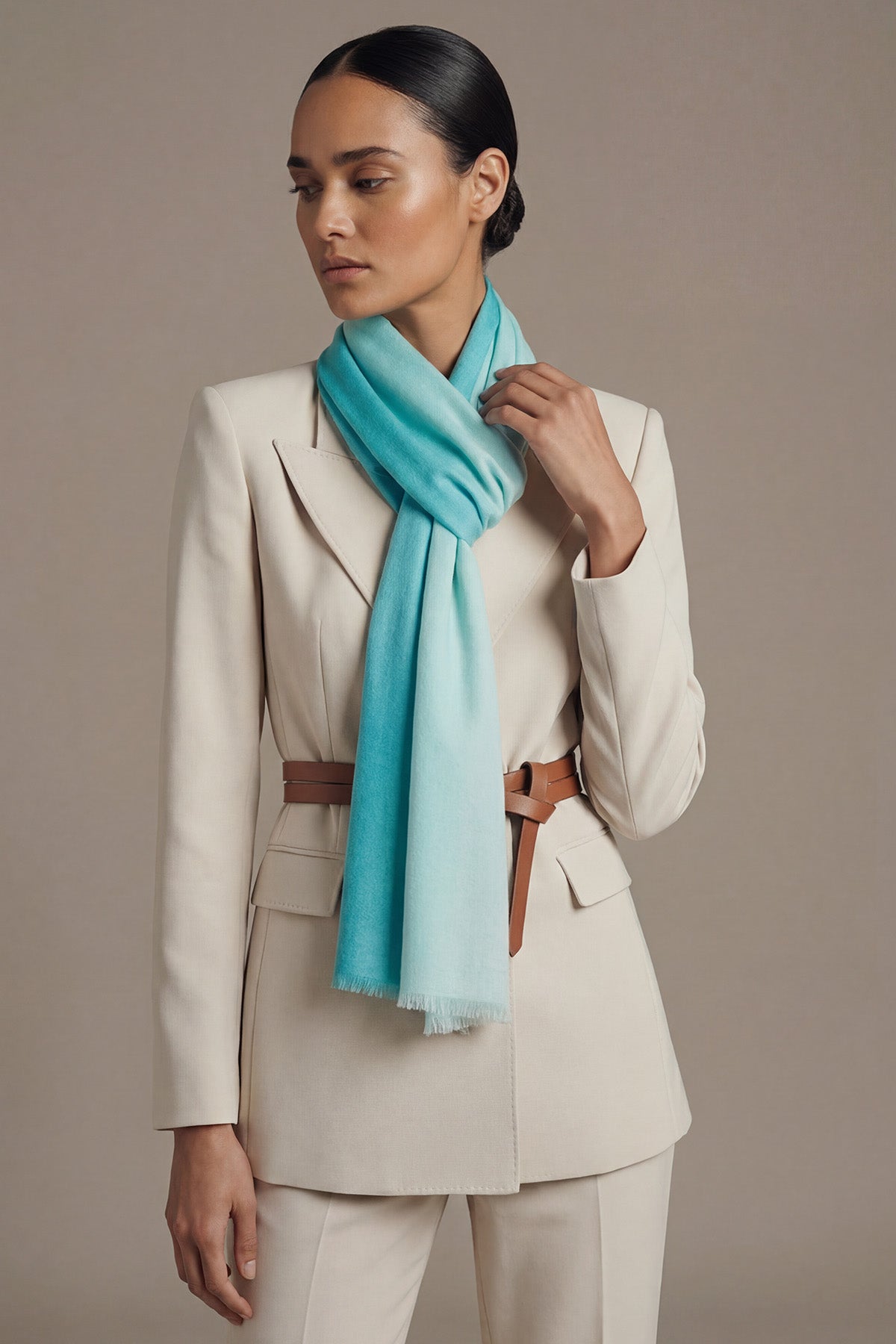 Handwoven Cashmere Ombre | Turquoise-Teal