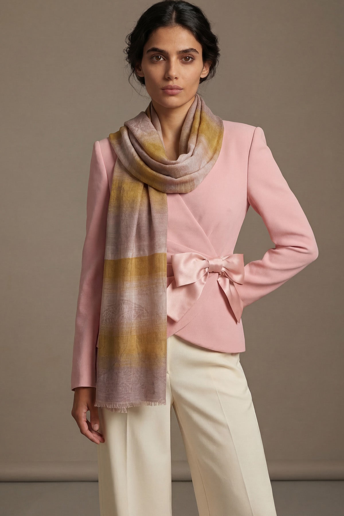 Pashmina Self Weave Drift | Honey-Peach