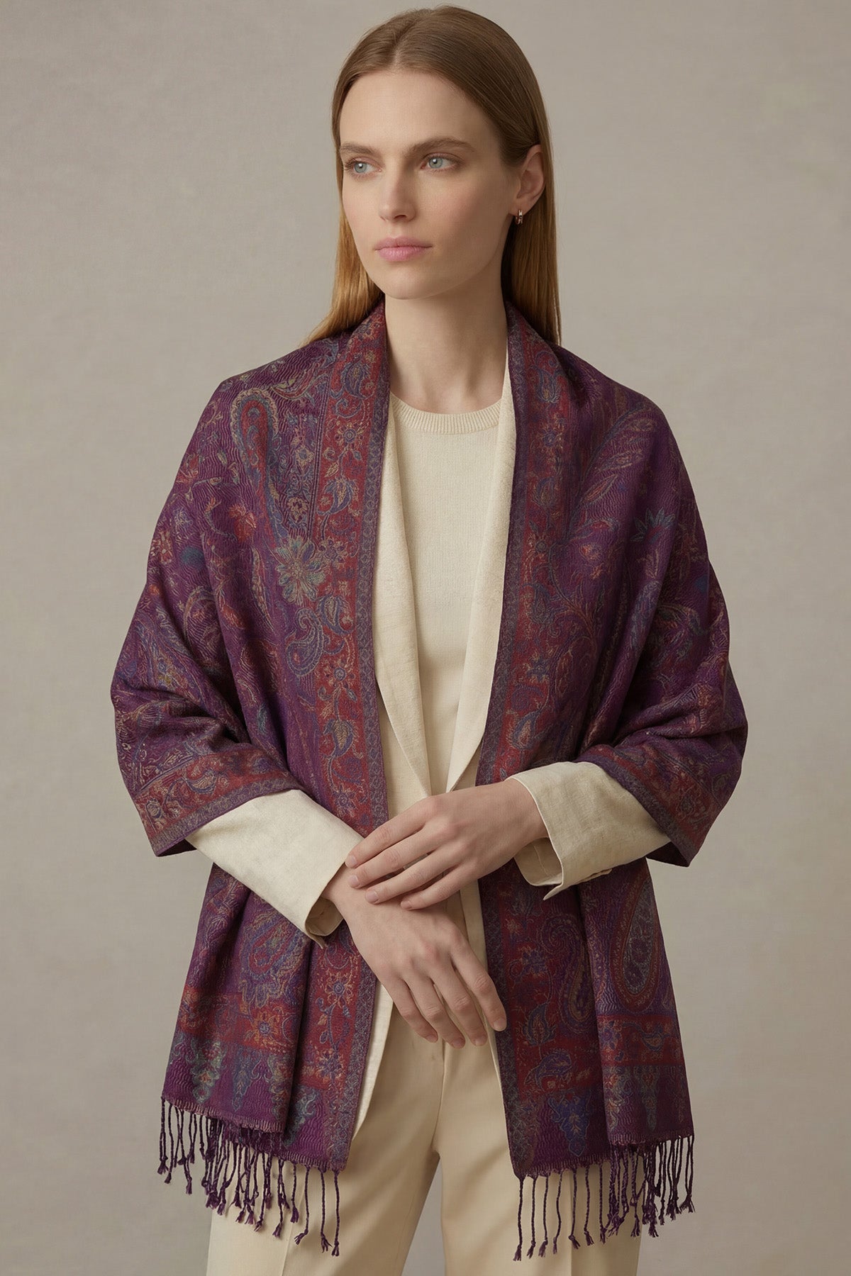 Pure Silk Jamawar Reversible | Purple-Burgundy