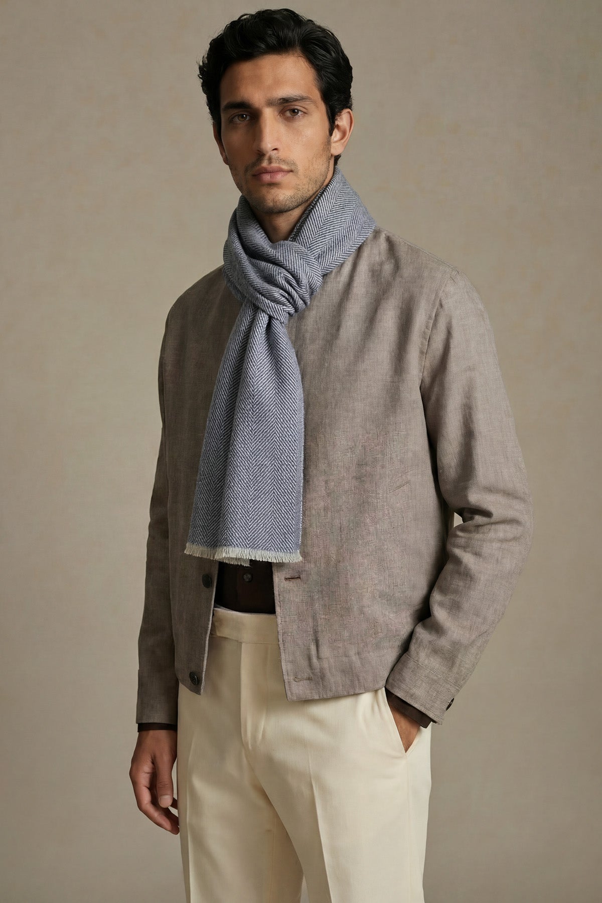 Pashmina Muffler Herringbone | Grey
