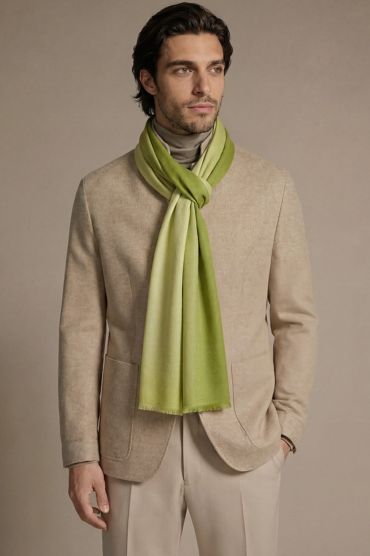Handwoven Cashmere Ombre | Sage-Chartruese