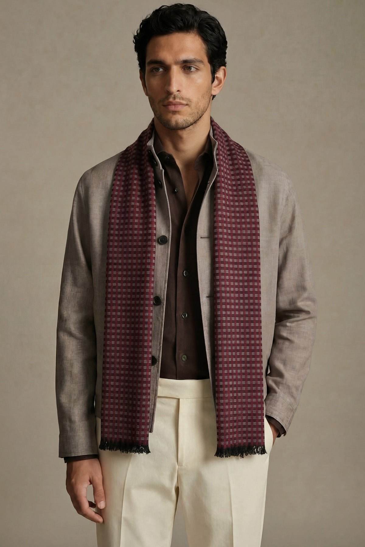 Cashmere Highlands Checkerboard | Maroon-Burgundy