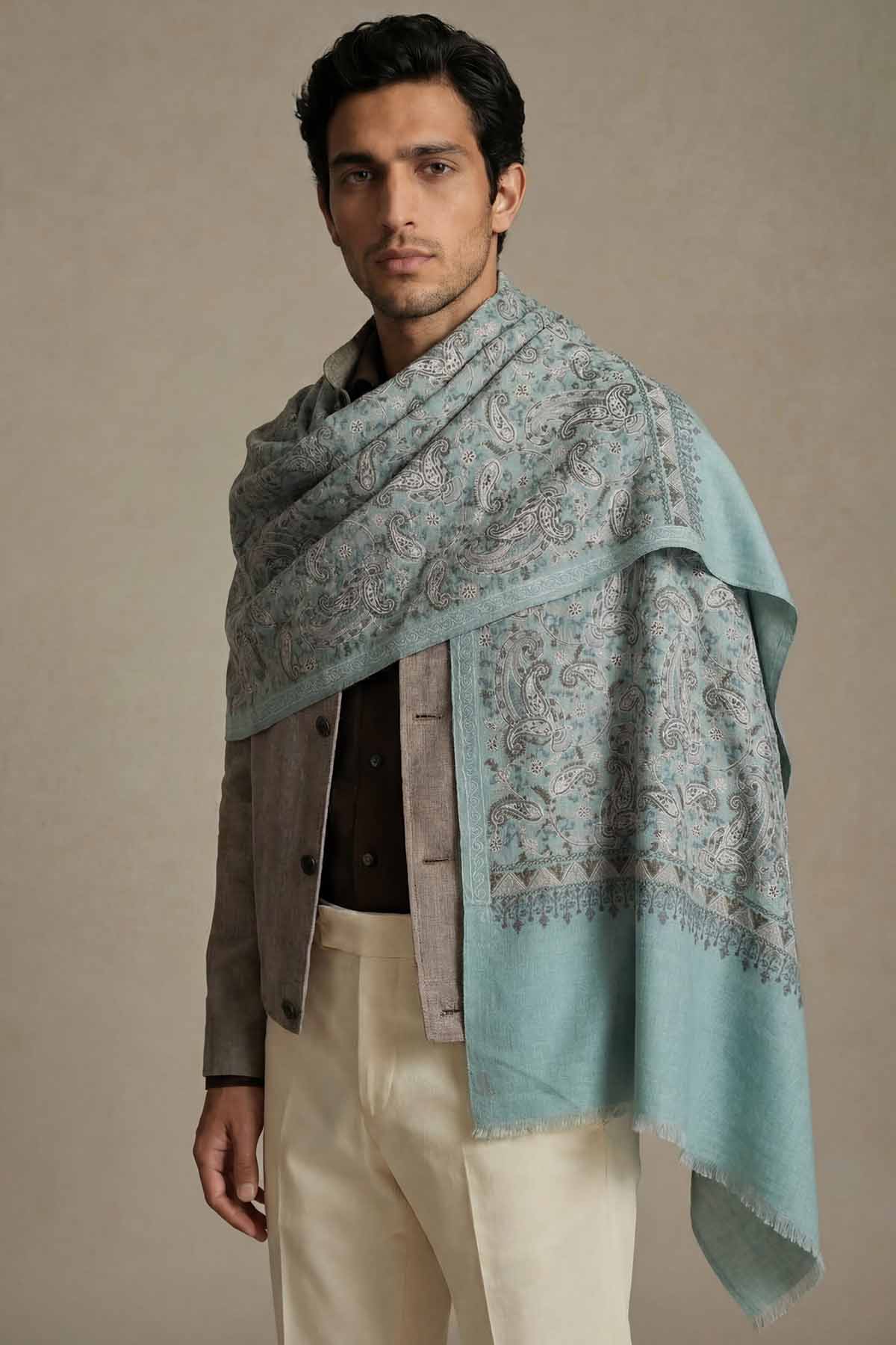 Pashmina Tapestry Paisley Field | Blue-Grey