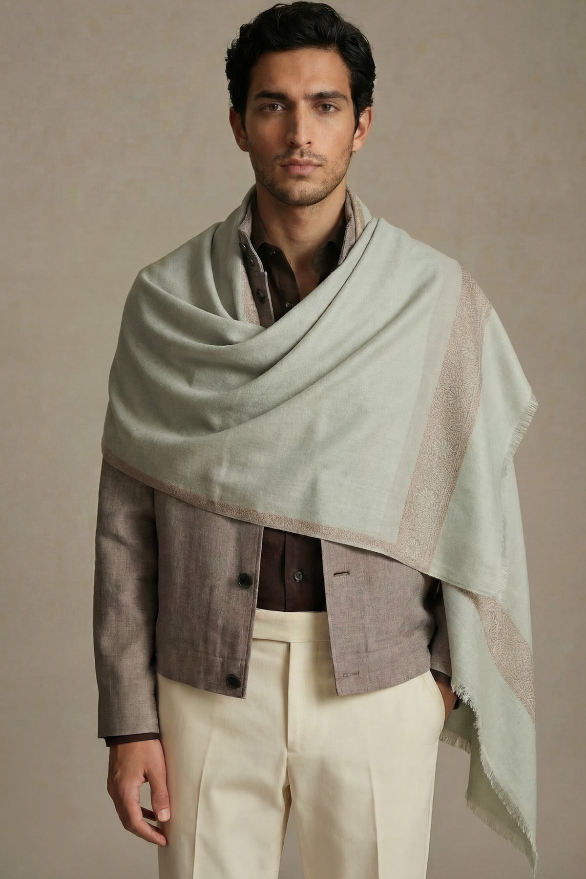 Pashmina Birds Eye - Halo Edge | Sage-Mint