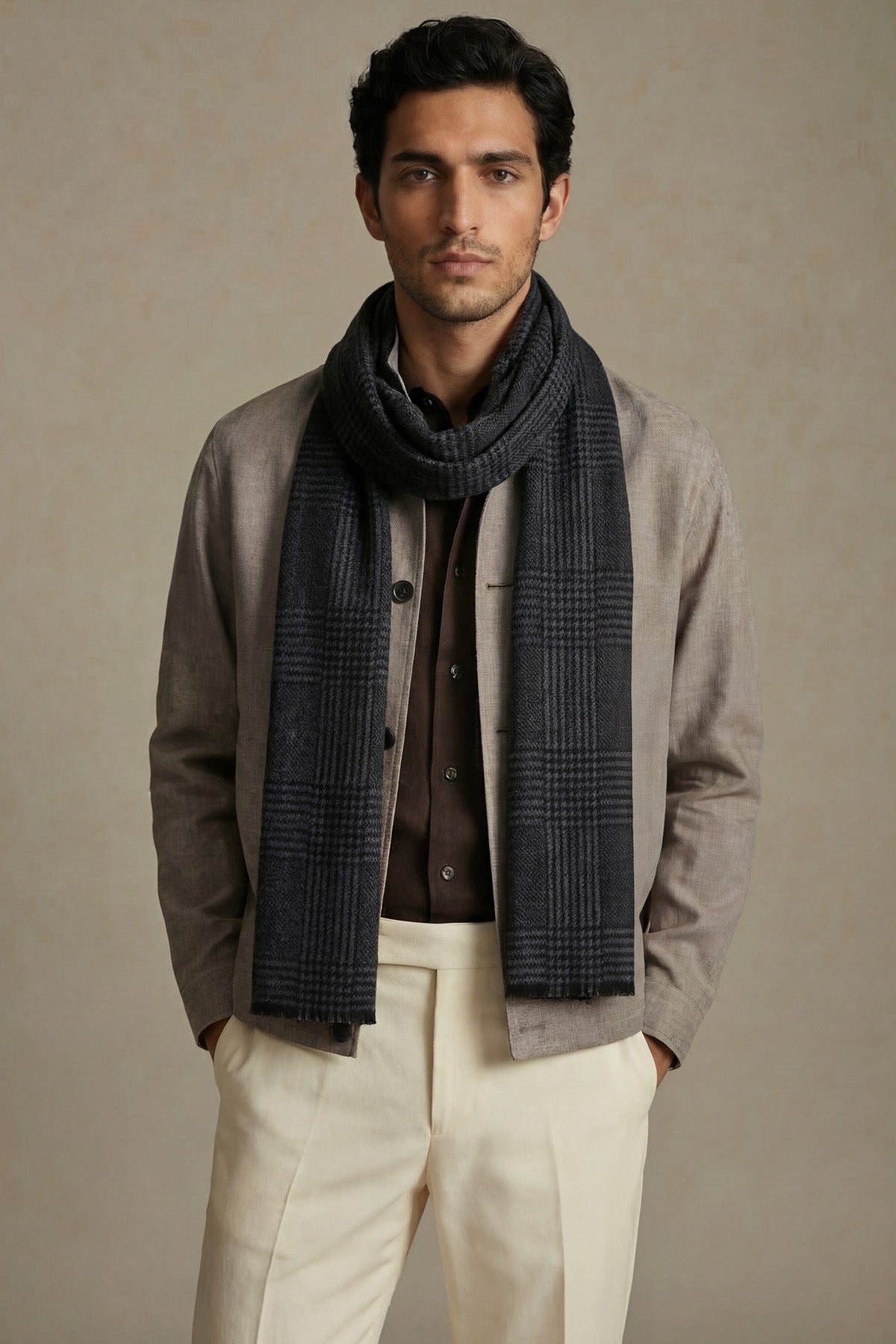 Pashmina Muffler Plaid | Charcoal
