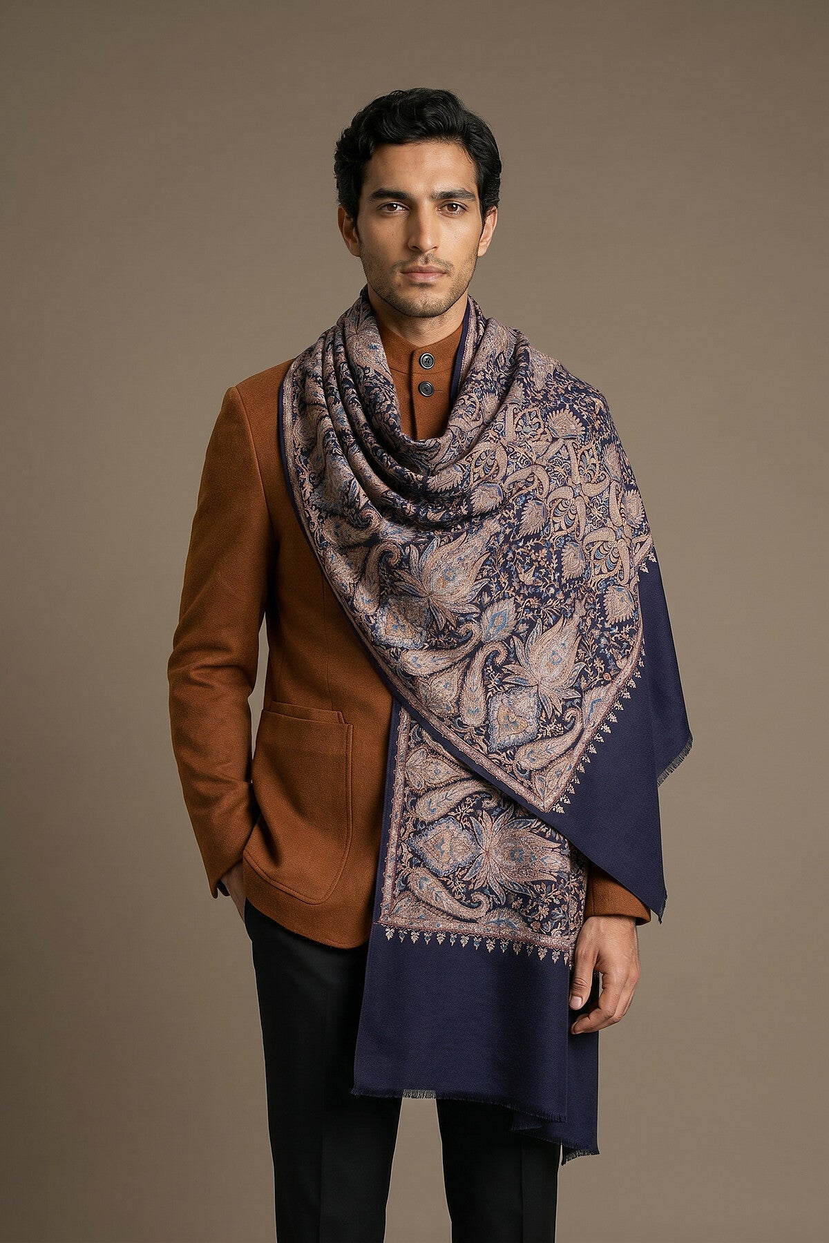 Cashmere Imperial Garden | Aubergine-Tan
