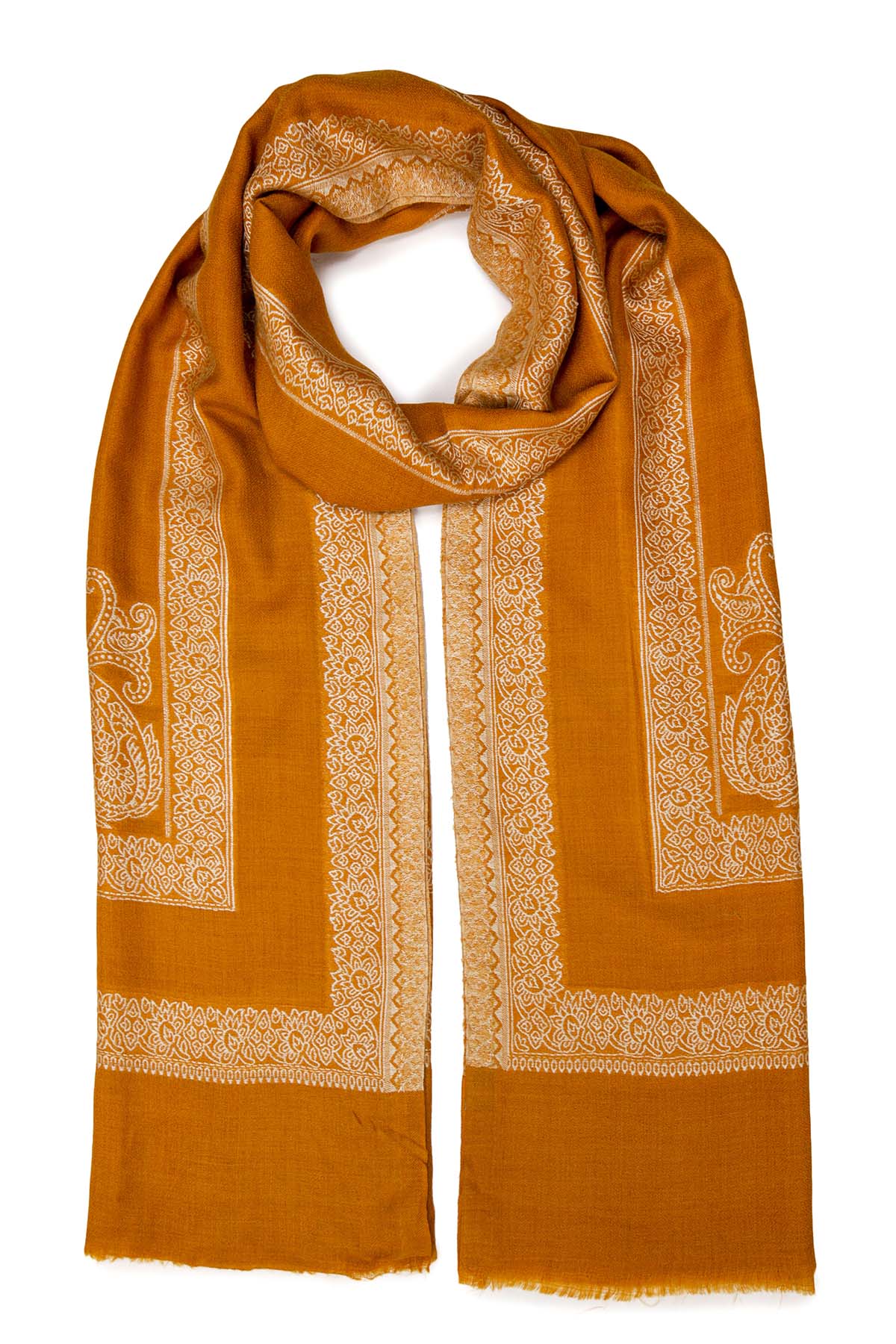 Pashmina Birds Eye - Paisley Edge | Saffron-Amber