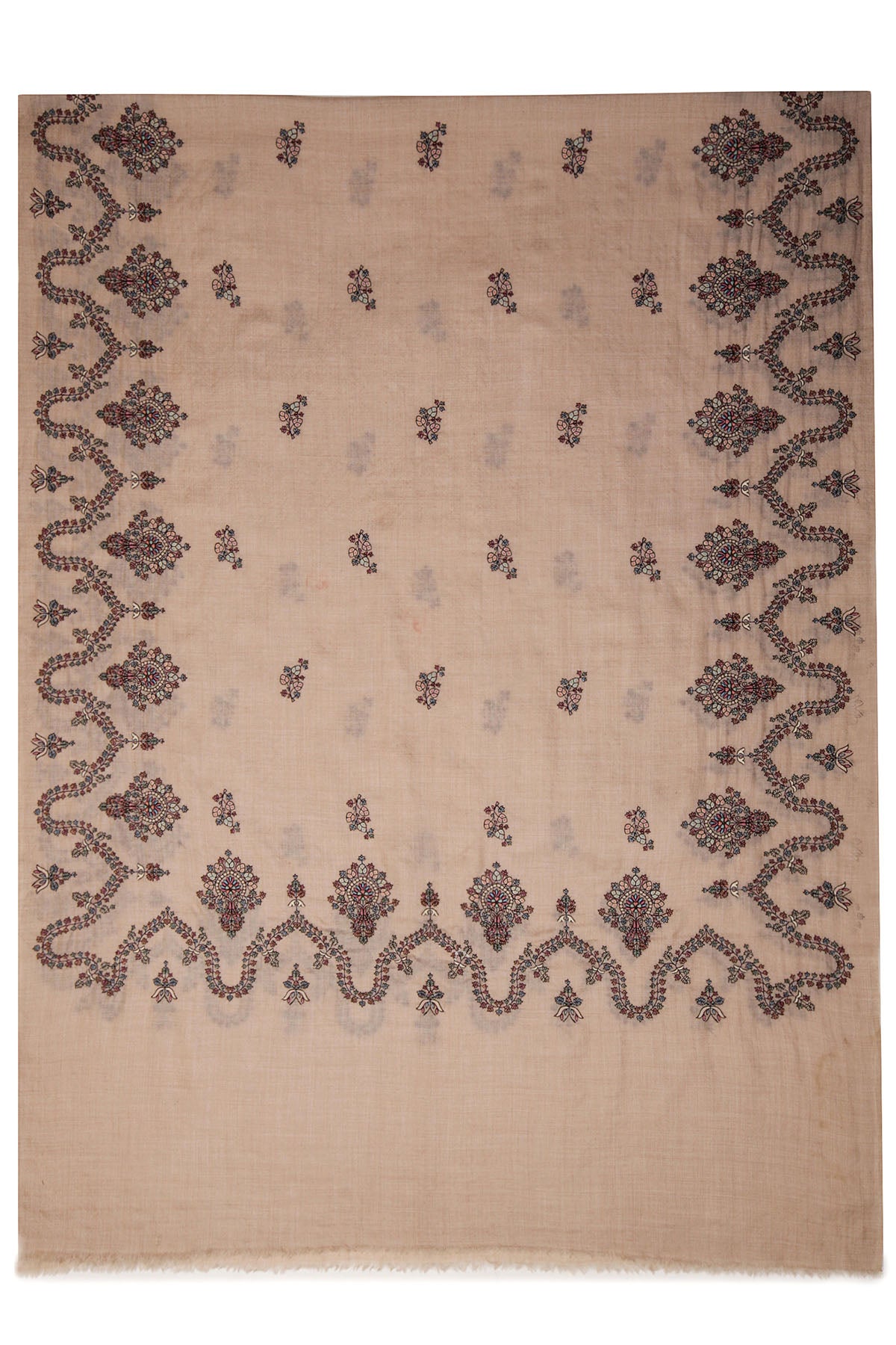 Cashmere Embroidery Border - Regal Vine | Camel