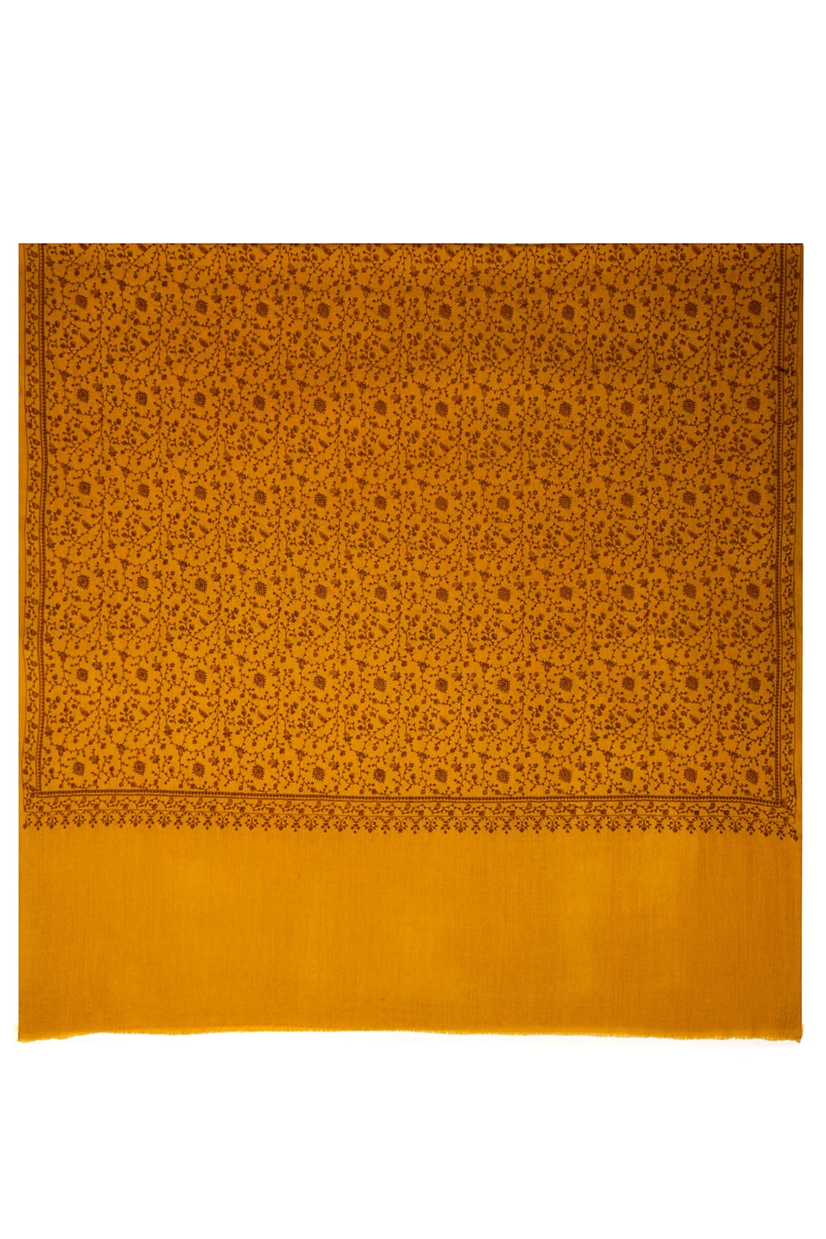 Pashmina Jamawar Embroidery - Vinefield | Dark-Marigold