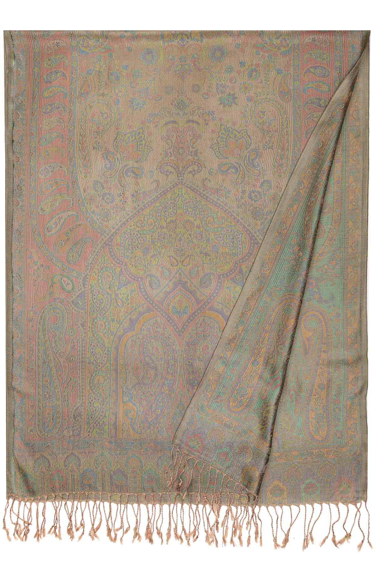Pure Silk Jamawar Reversible | Olive