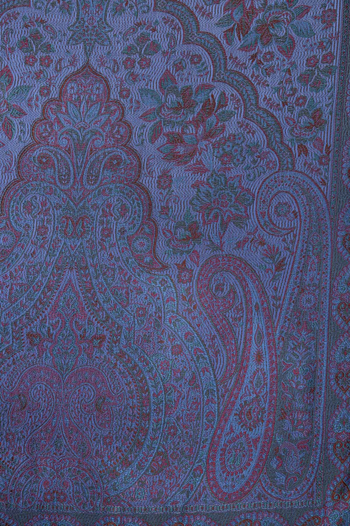 Pure Silk Jamawar Reversible | Periwinkle