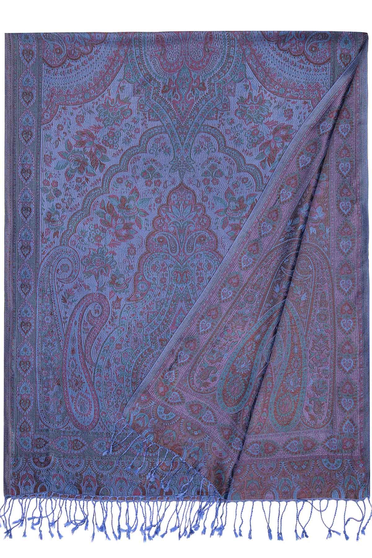 Pure Silk Jamawar Reversible | Periwinkle