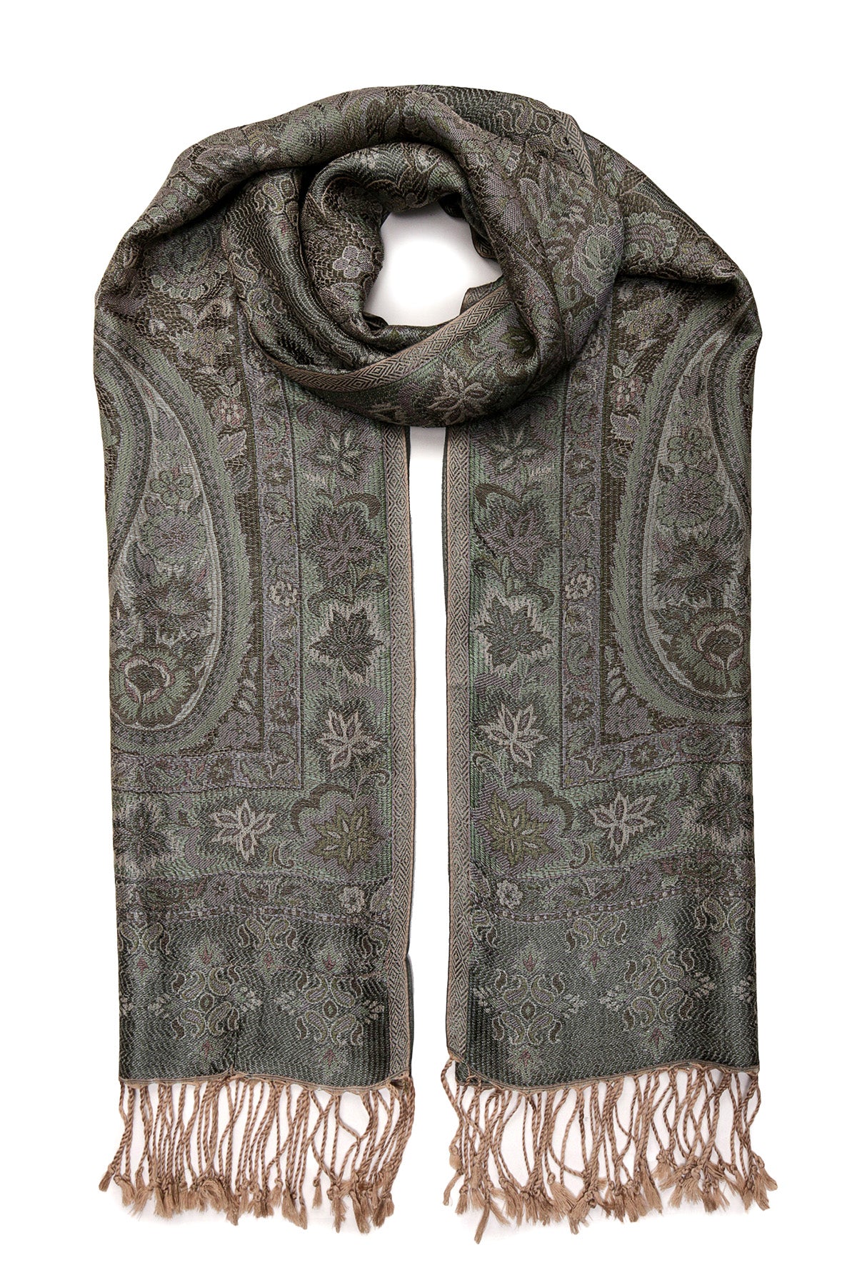 Pure Silk Jamawar Reversible | Sage