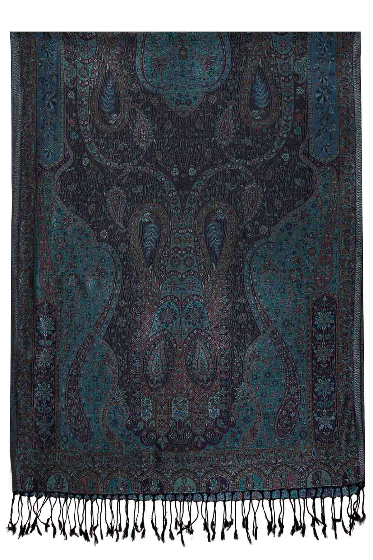 Pure Silk Jamawar Reversible | Teal Navy