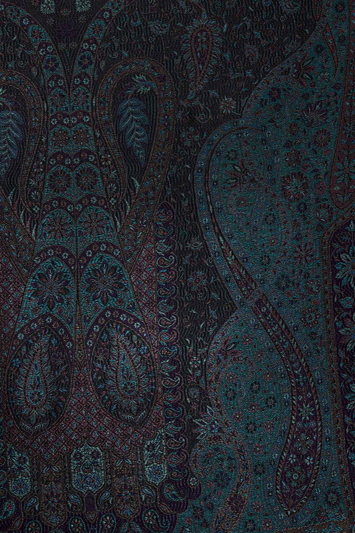 Pure Silk Jamawar Reversible | Teal Navy