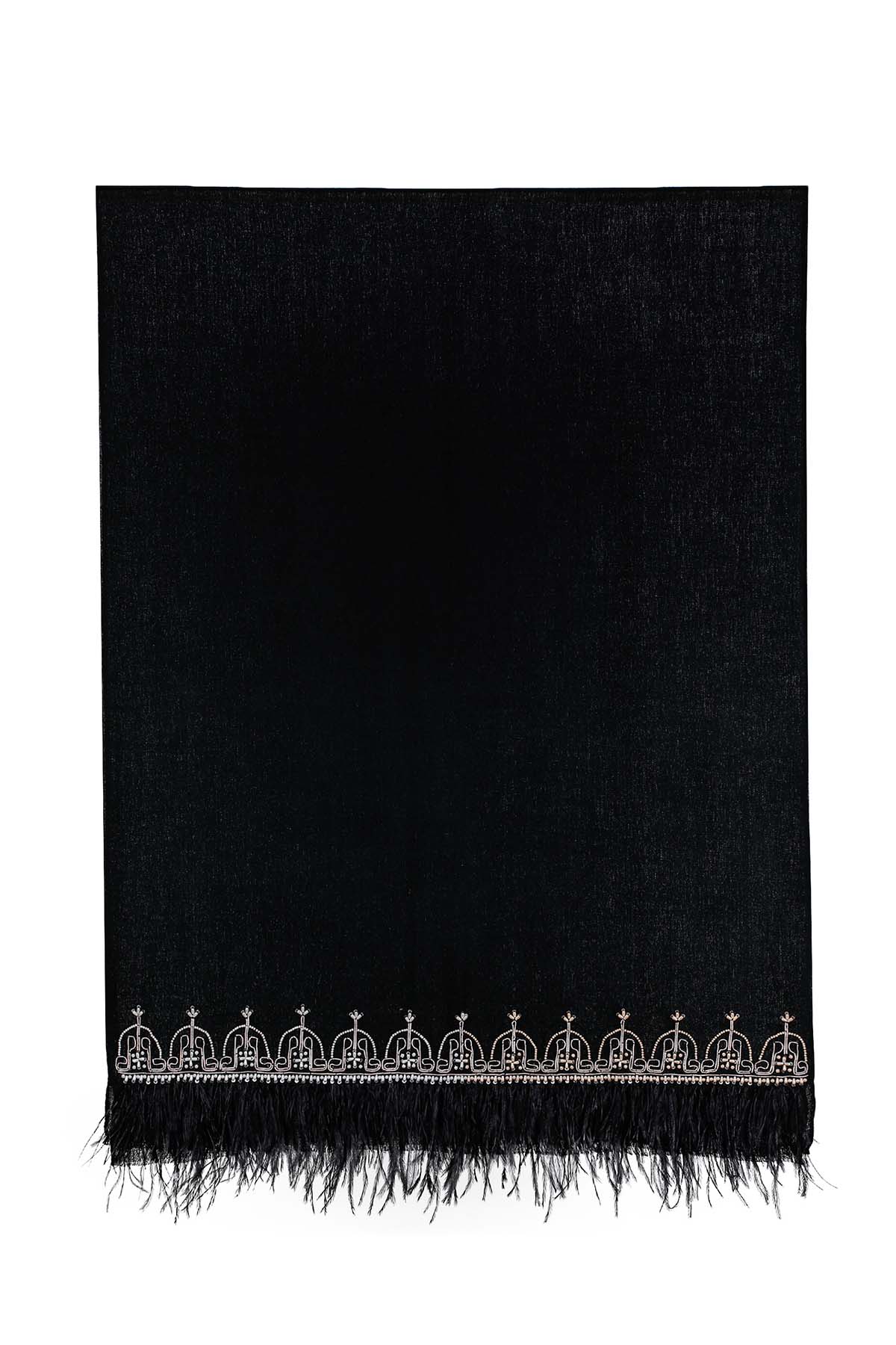 Cashmere Embroidery - Feather Crest | Black