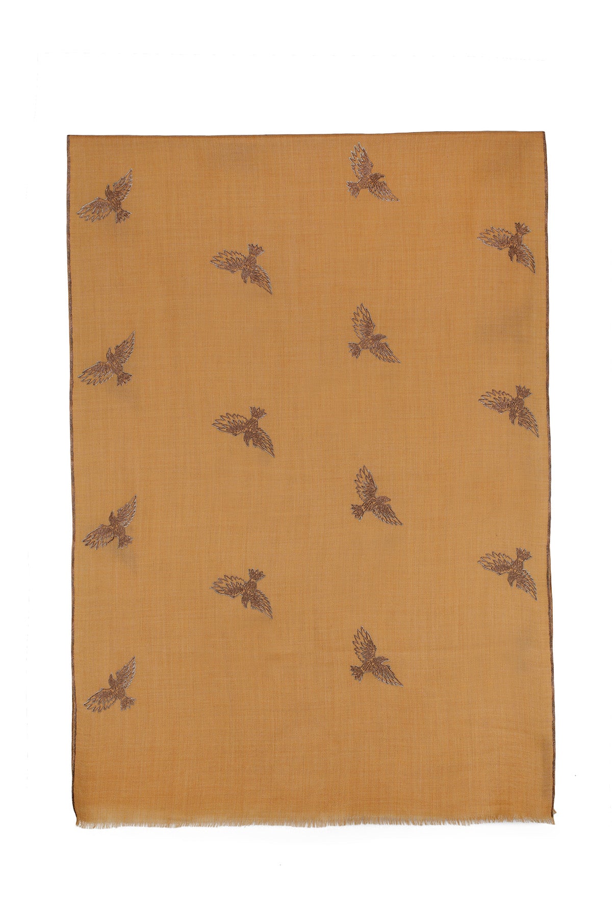 Pashmina Embroidery - Aviary | Warm-Tan